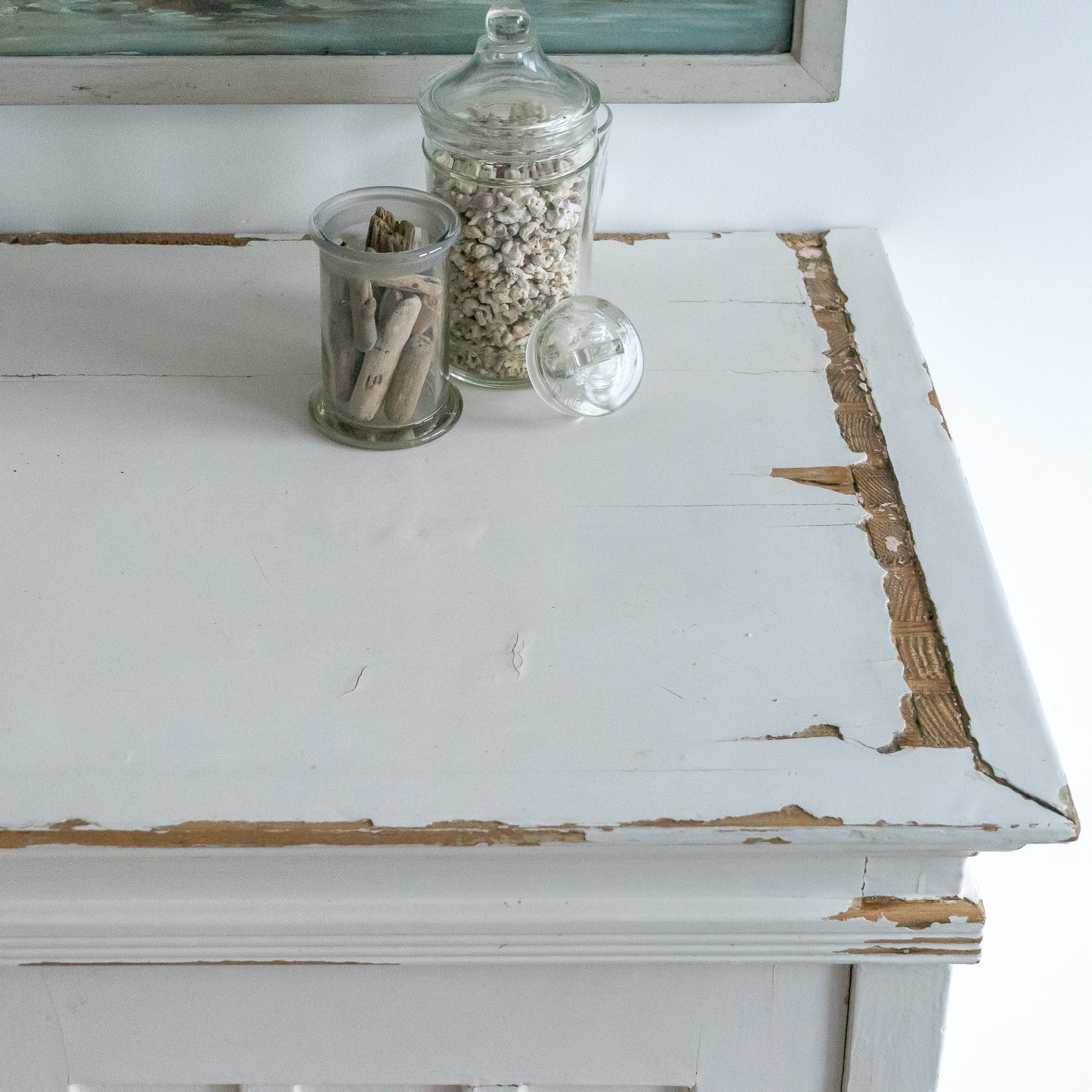 Original White Painted Double Door Cupboard