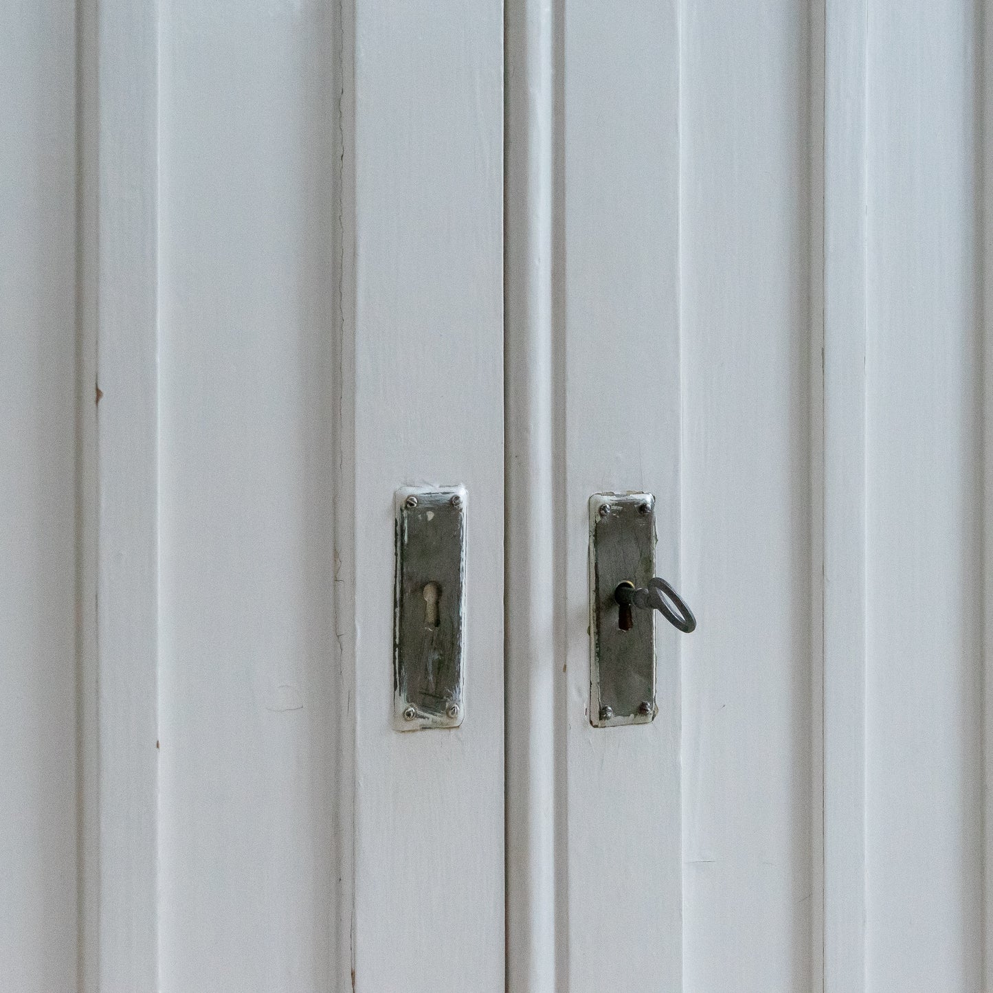 Original White Painted Double Door Cupboard