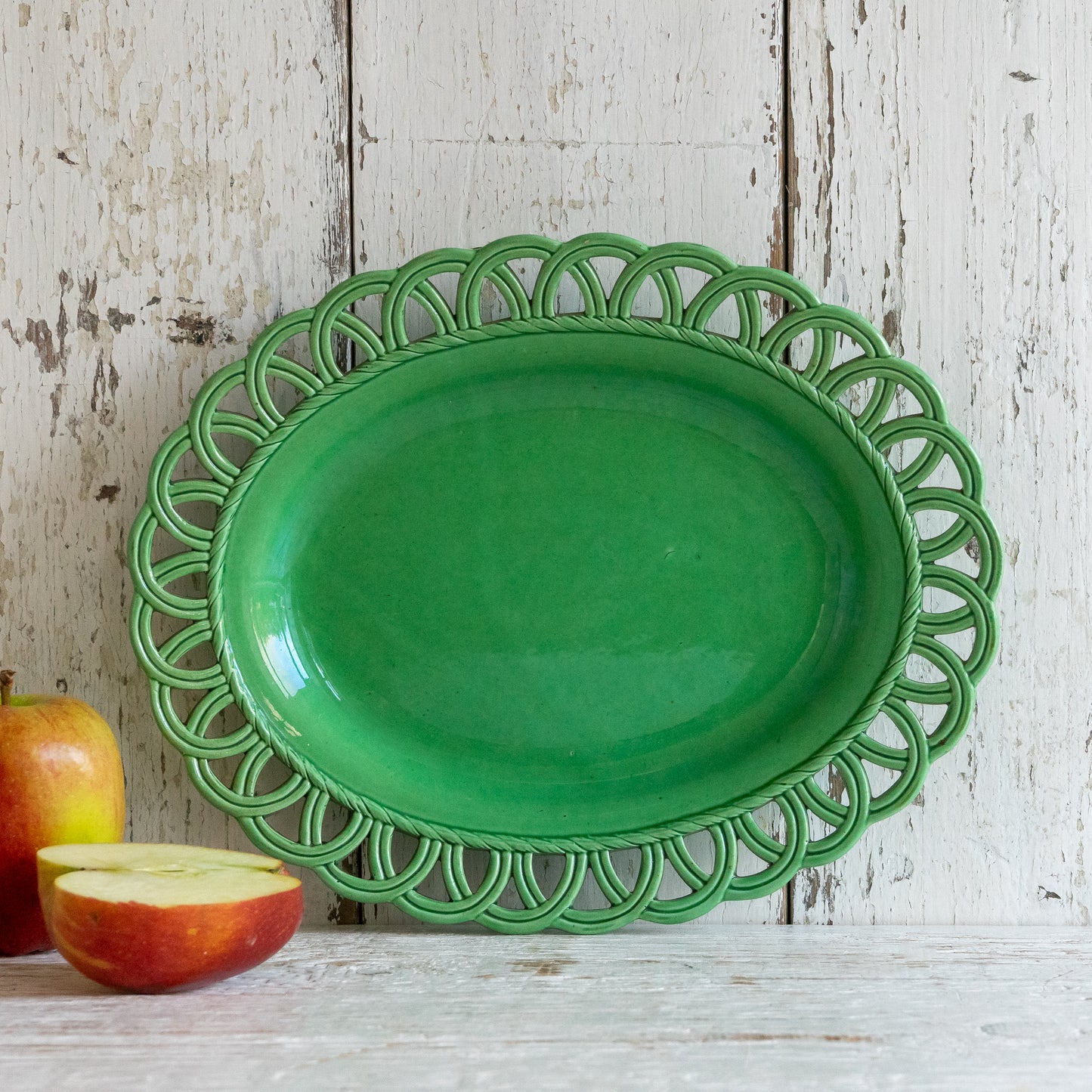Pretty Decorative Oval Green Serving Plate