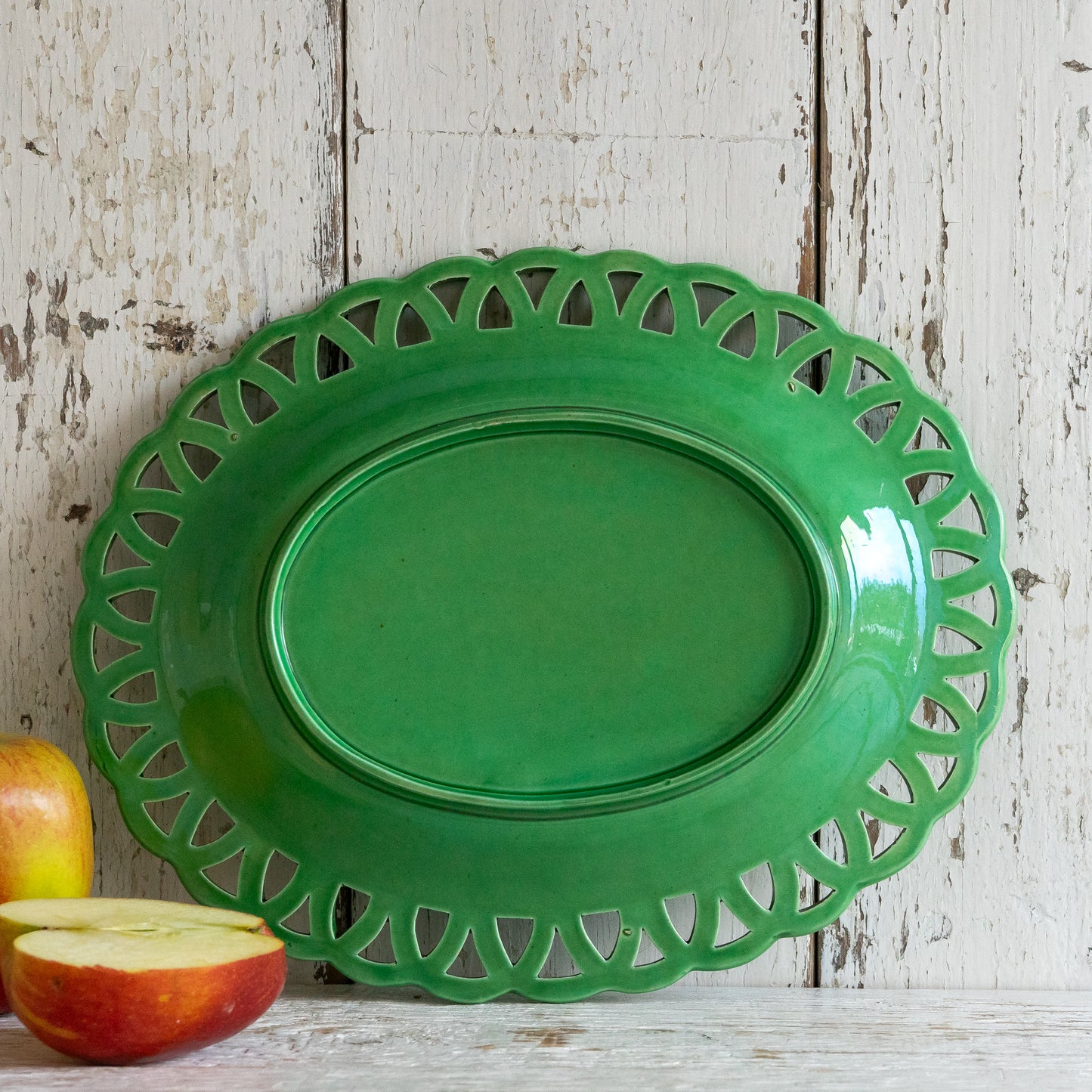 Pretty Decorative Oval Green Serving Plate