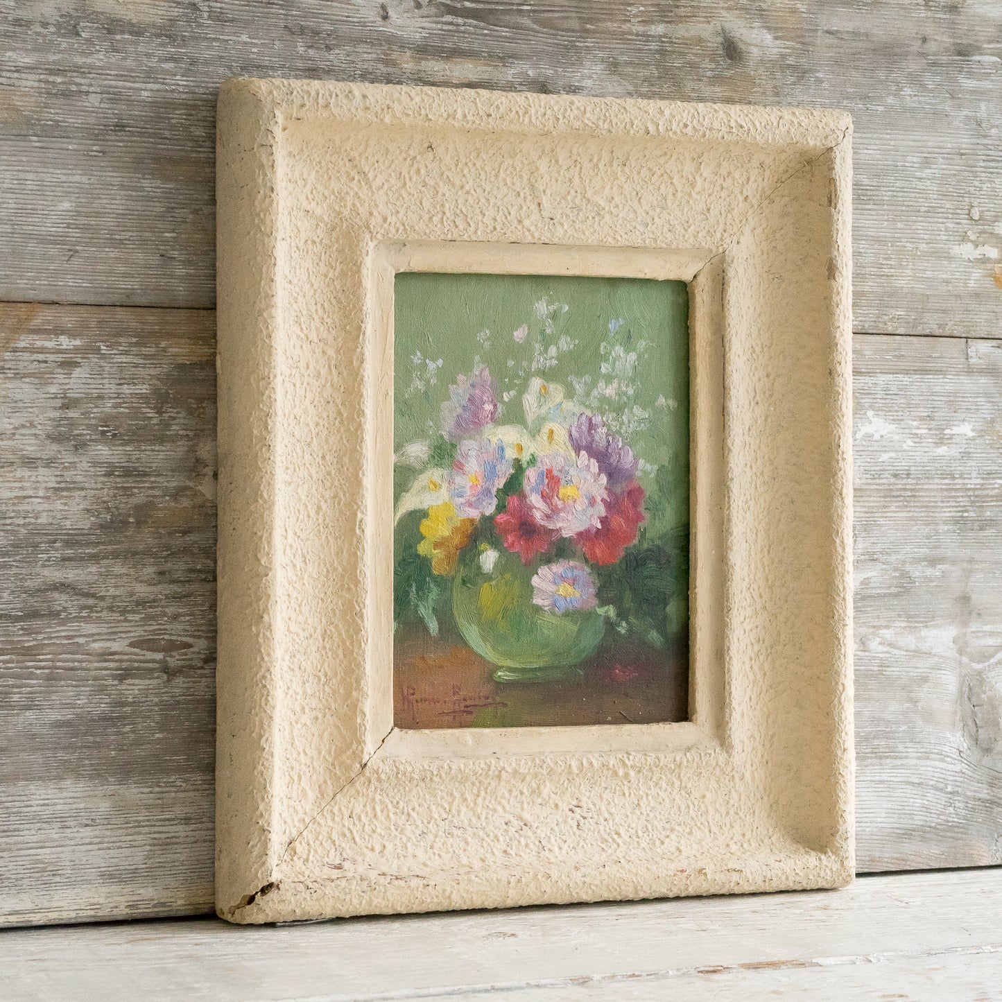 Pretty Framed Floral Oil painting
