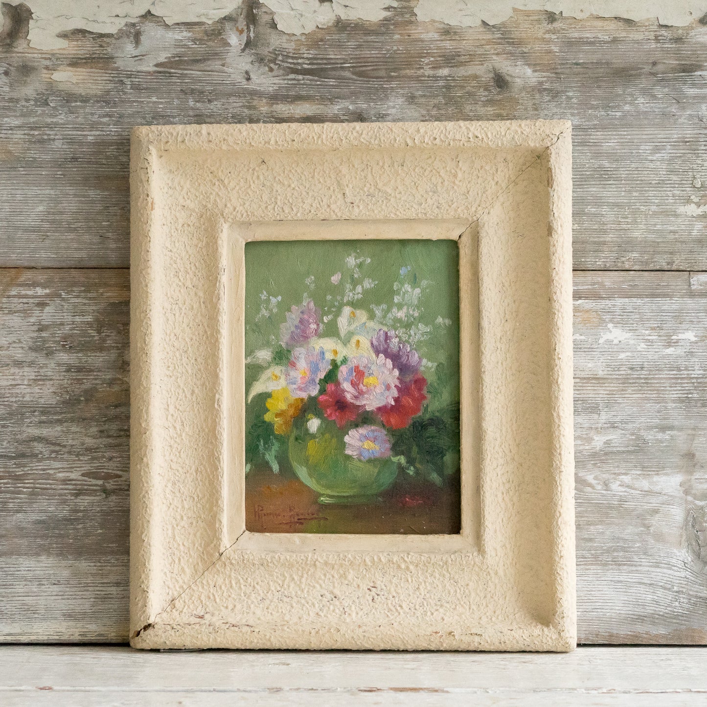 Pretty Framed Floral Oil painting
