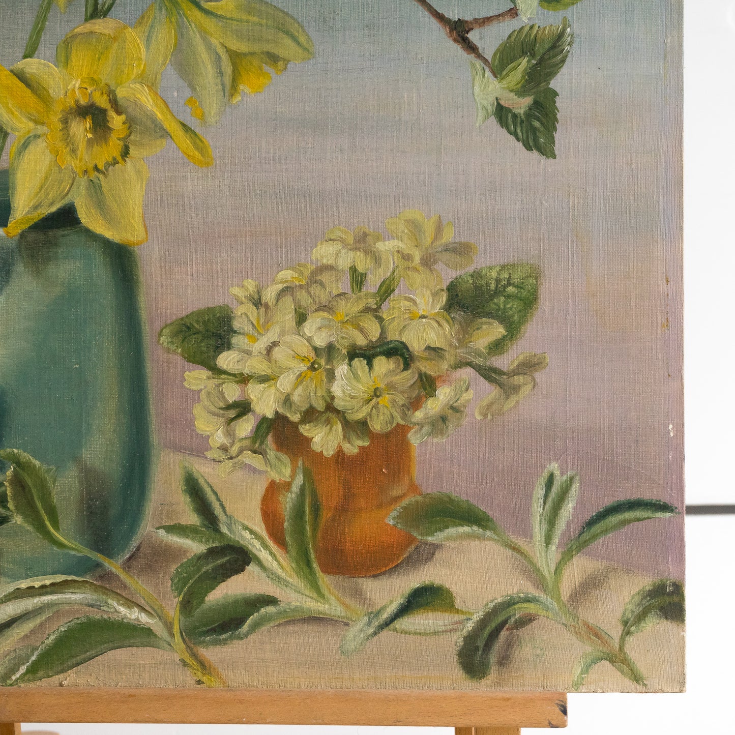 Primrose and Daffodil Oil on Board Painting