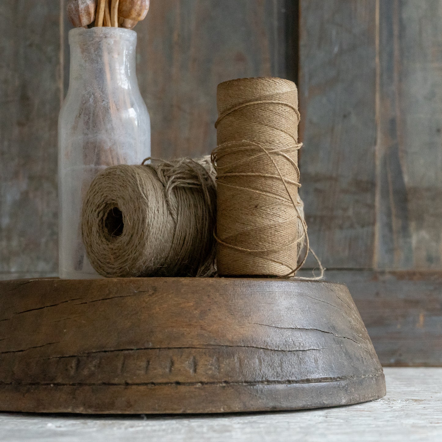 Round Rustic Wooden Block Stand