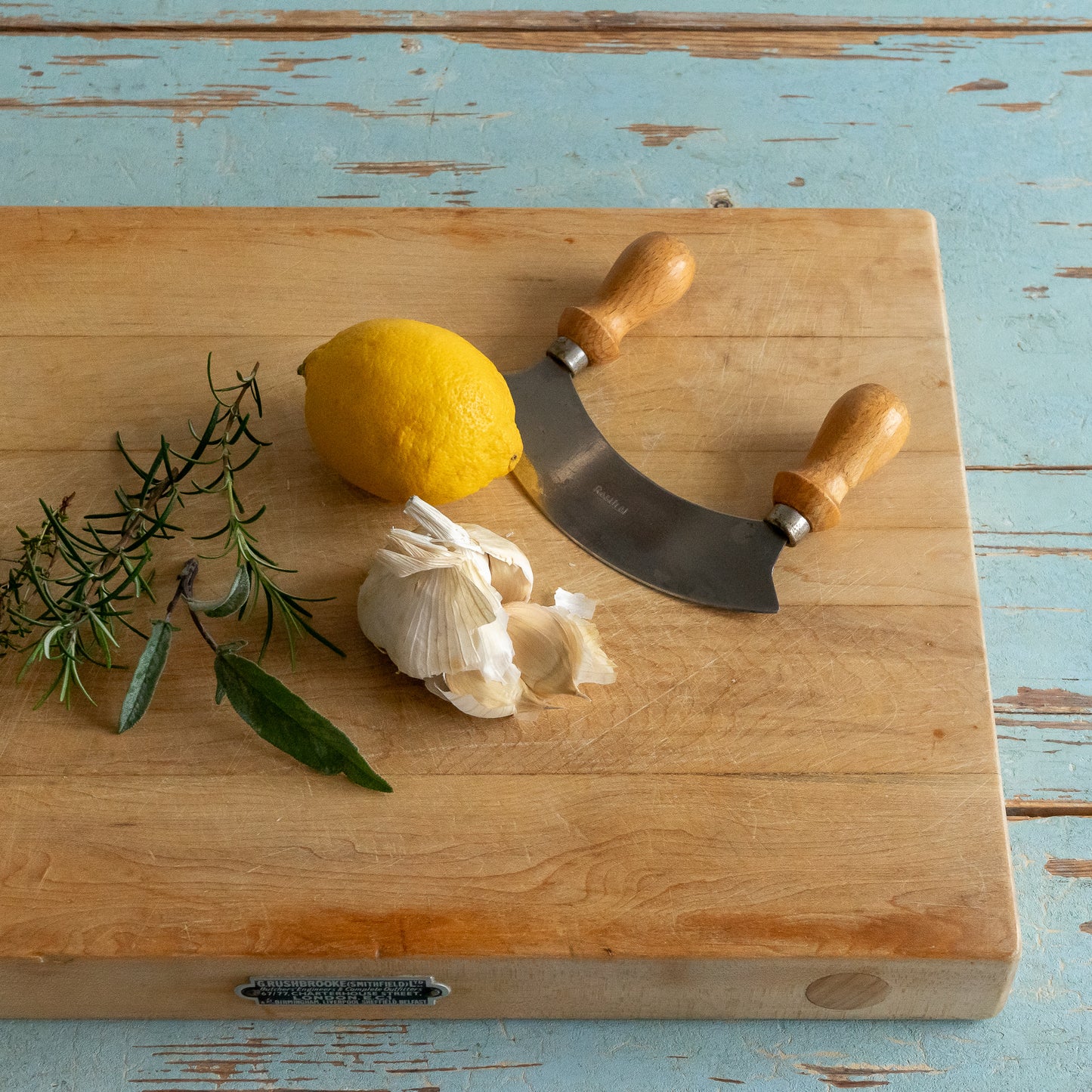 Rushbrooke Butchers Counter Top Chopping Board with Plaque