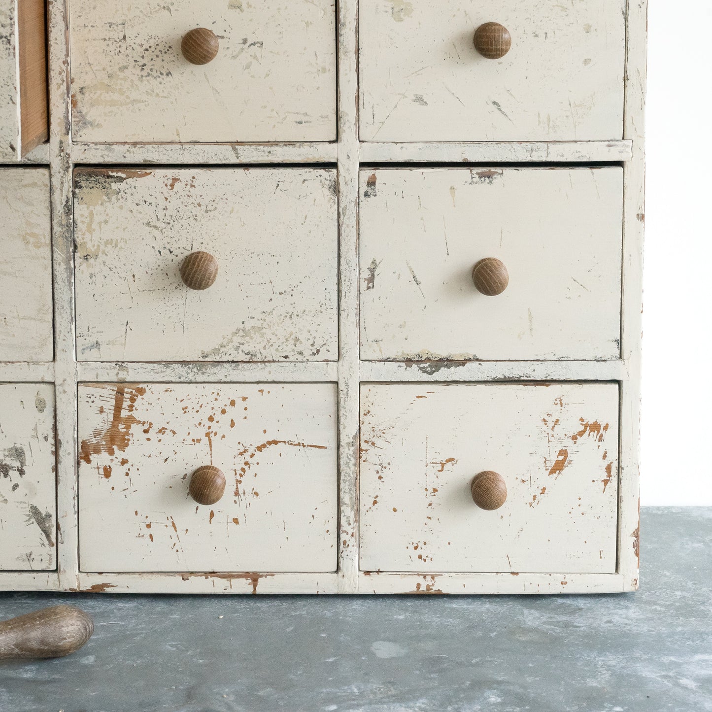 Rustic Bank of Painted Drawers