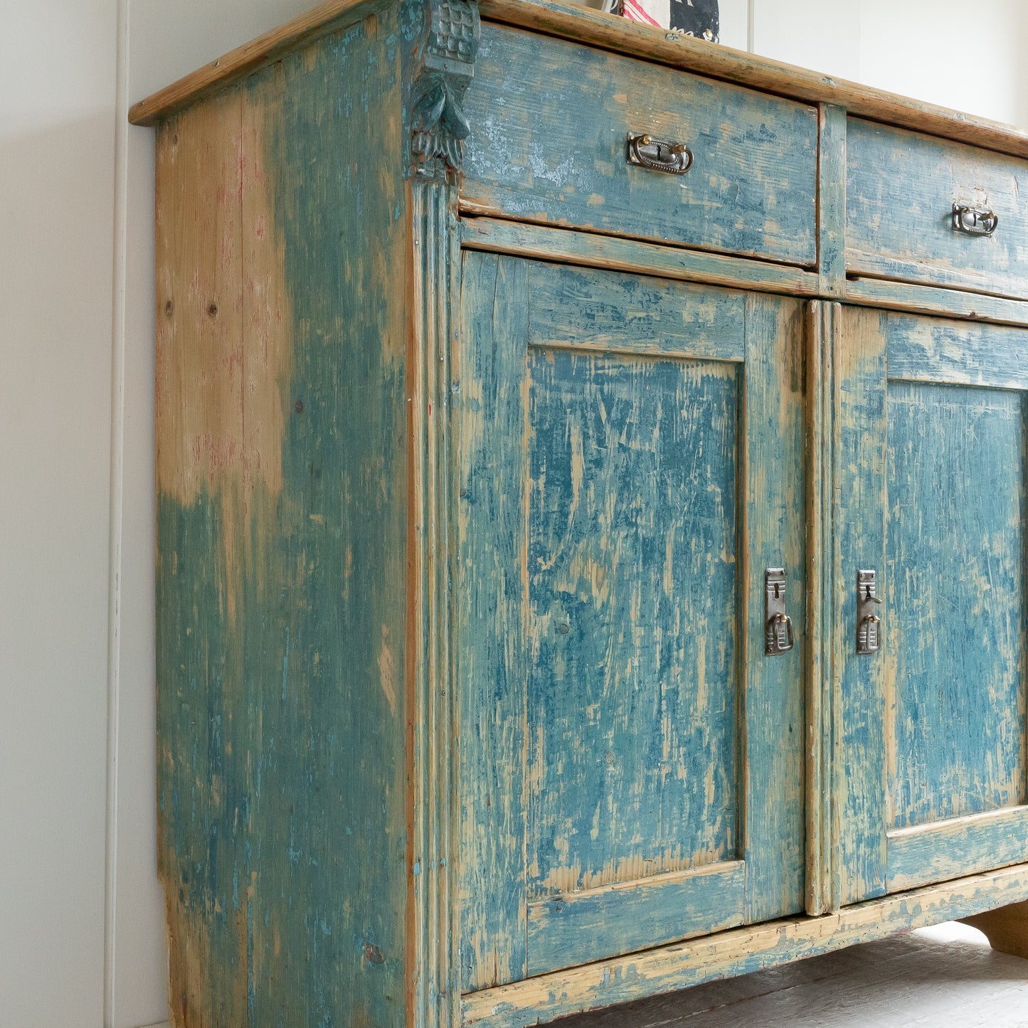 Rustic Dry Scraped Blue Cupboard
