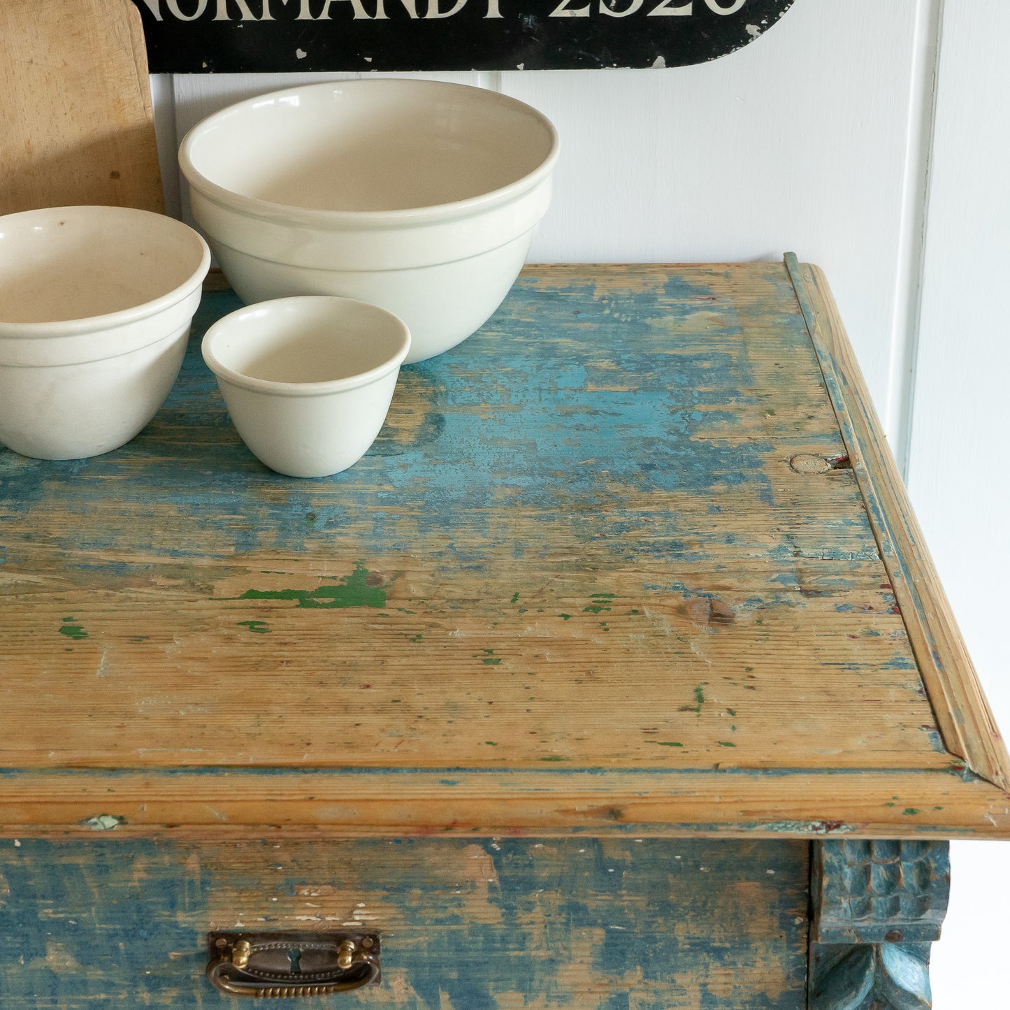 Rustic Dry Scraped Blue Cupboard