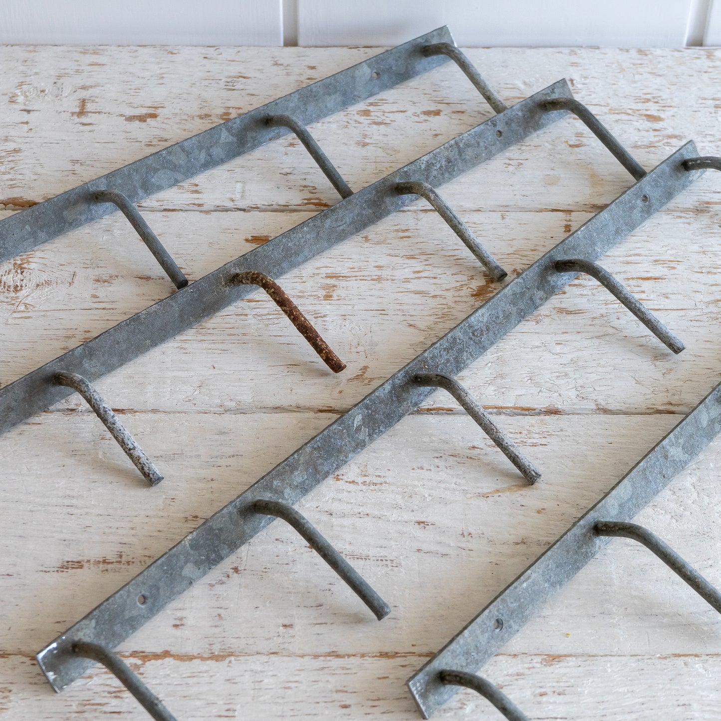 Rustic French Zinc Bottle Drying Rack Hooks