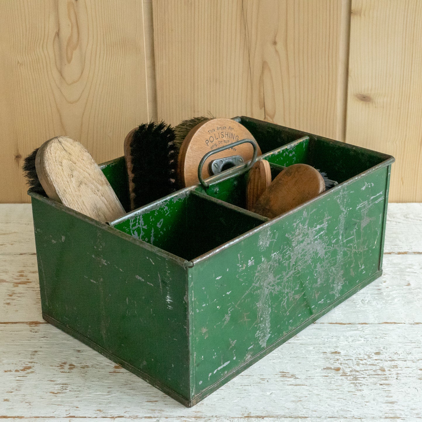 Rustic Green Painted Tin Caddy