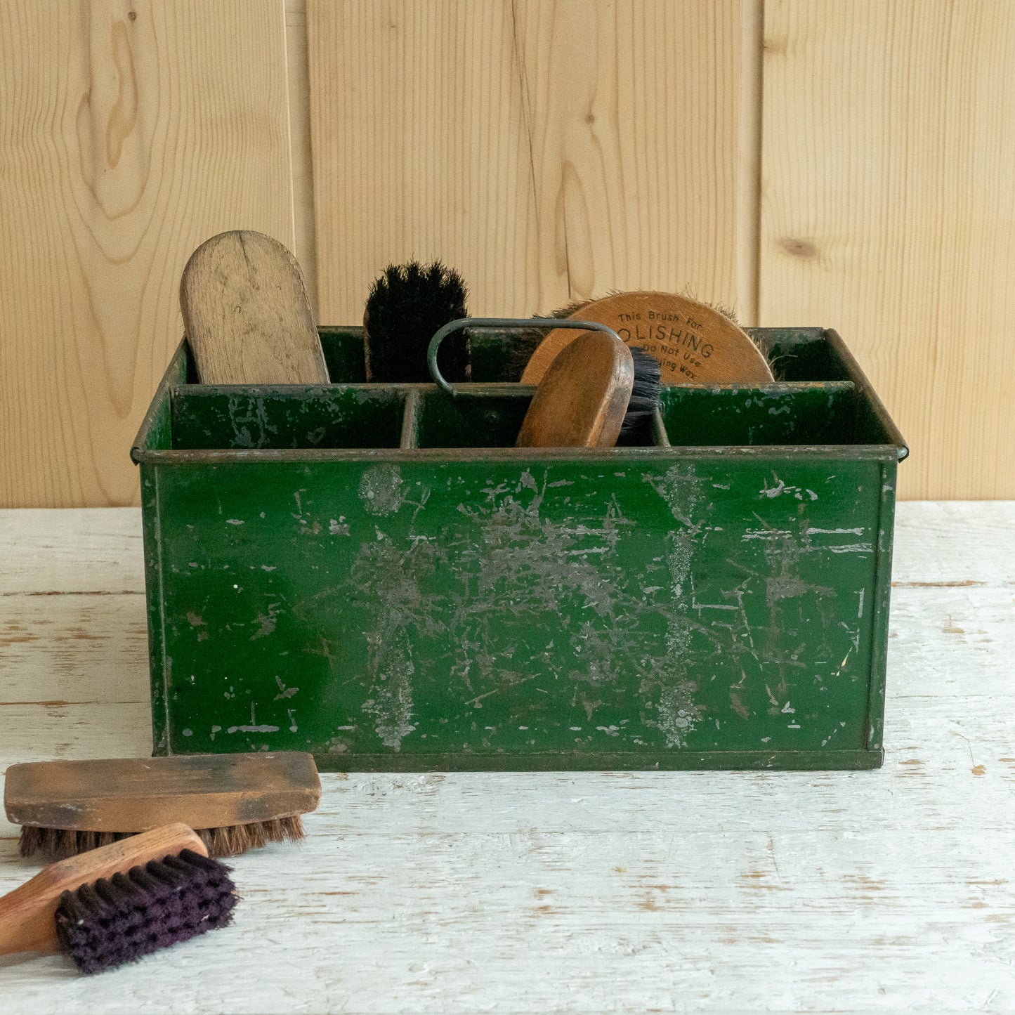 Rustic Green Painted Tin Caddy
