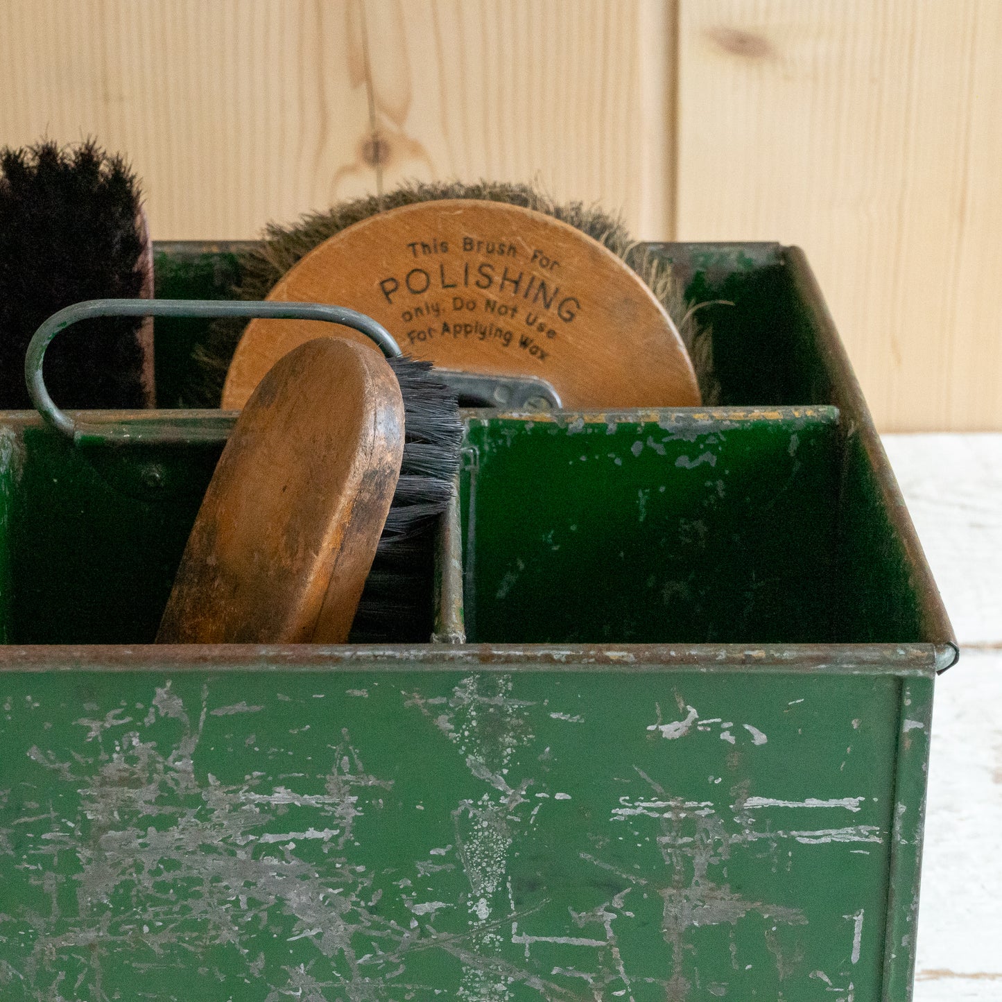 Rustic Green Painted Tin Caddy