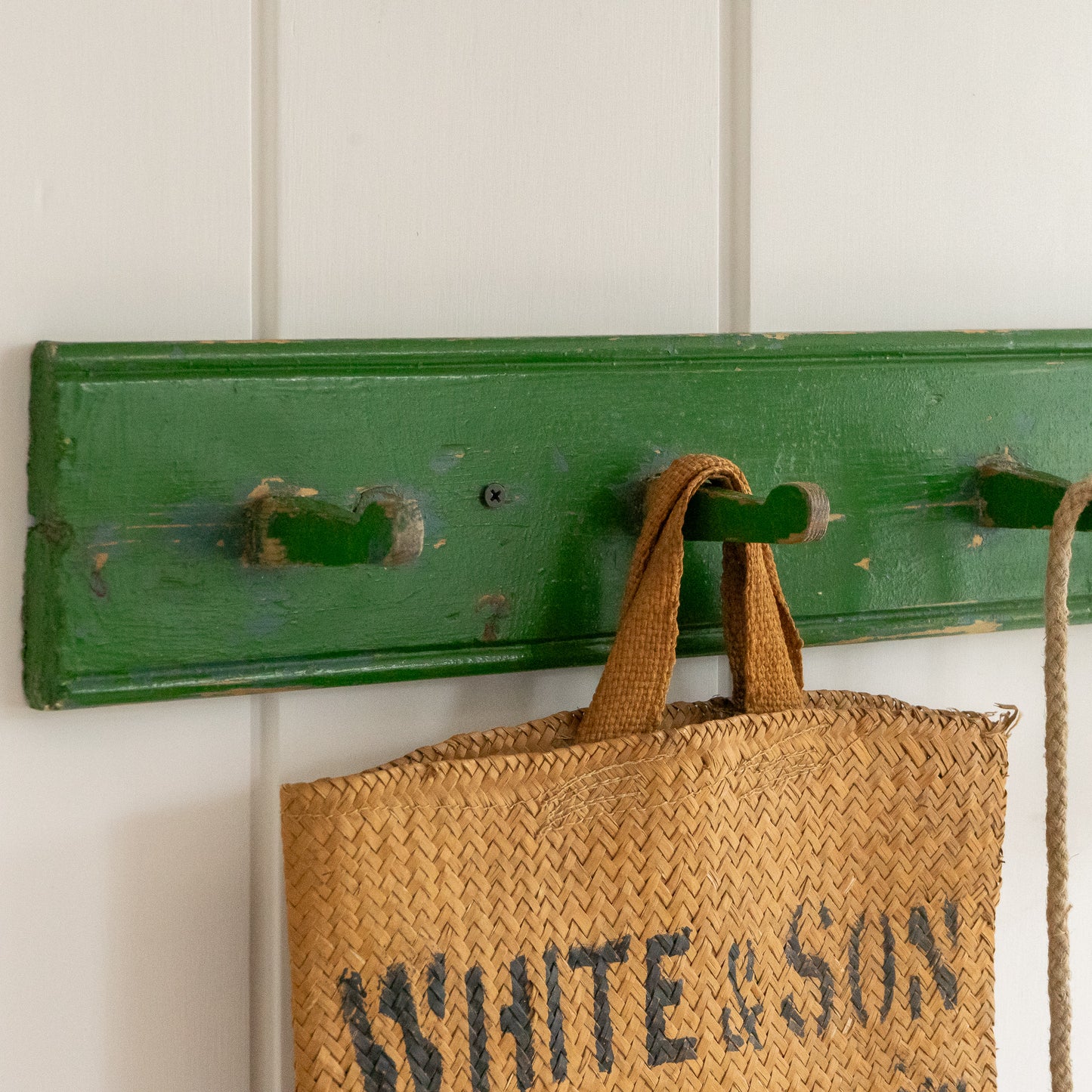 Rustic Green Painted wooden Coat Hooks