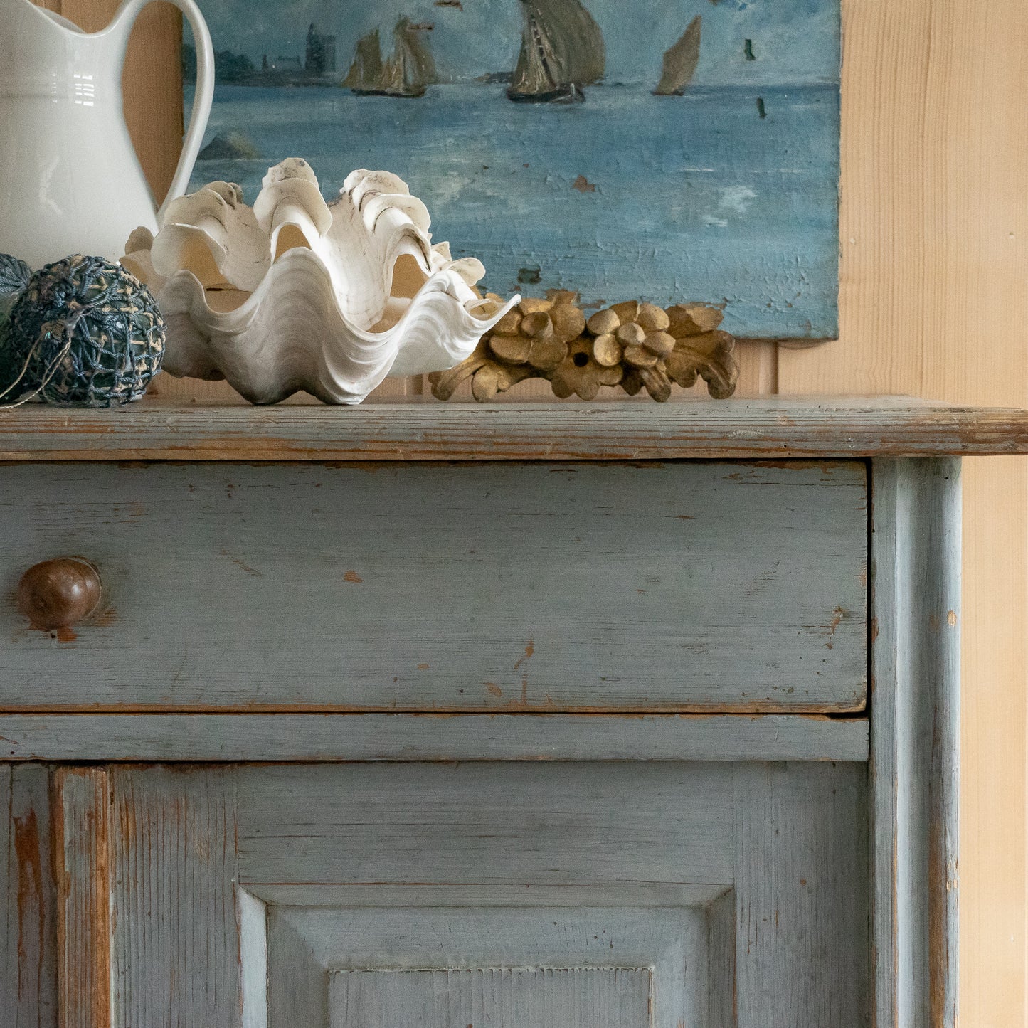Rustic Original Painted Grey Cupboard