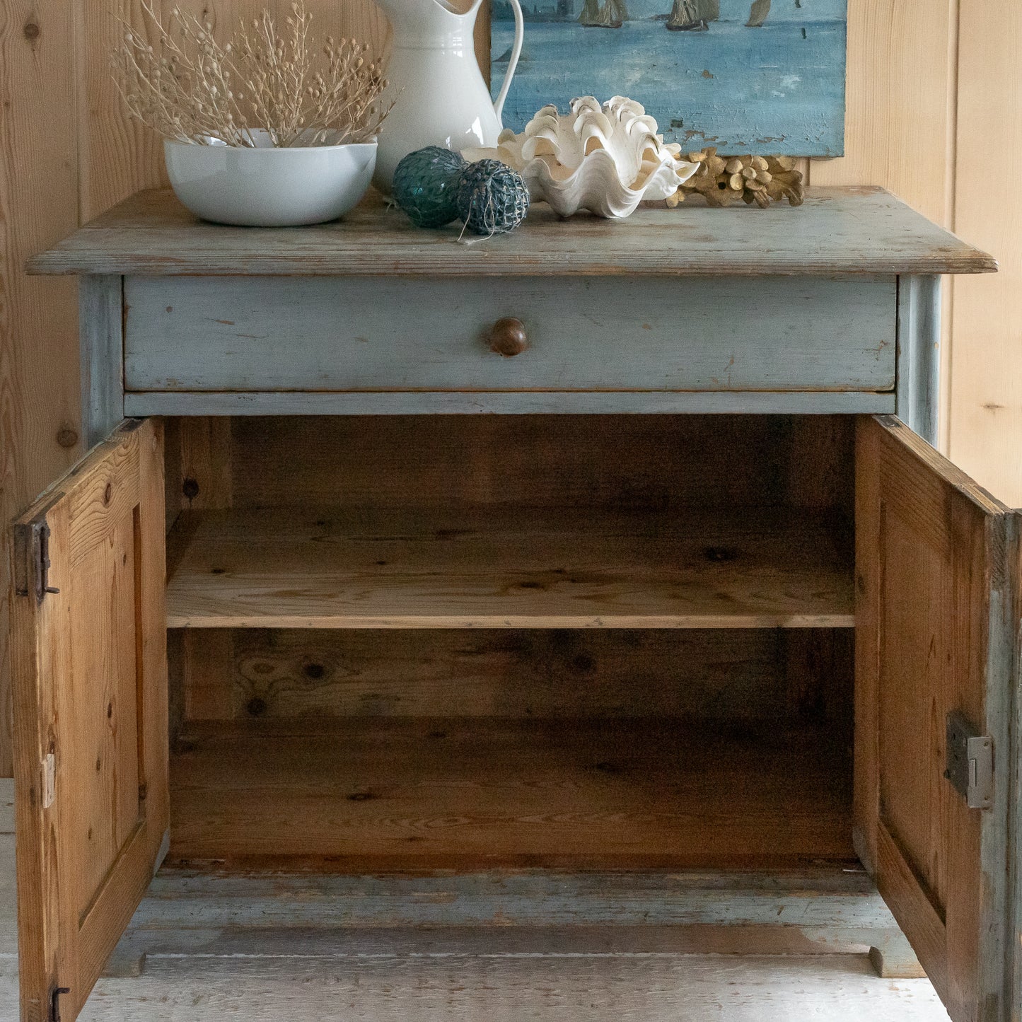 Rustic Original Painted Grey Cupboard