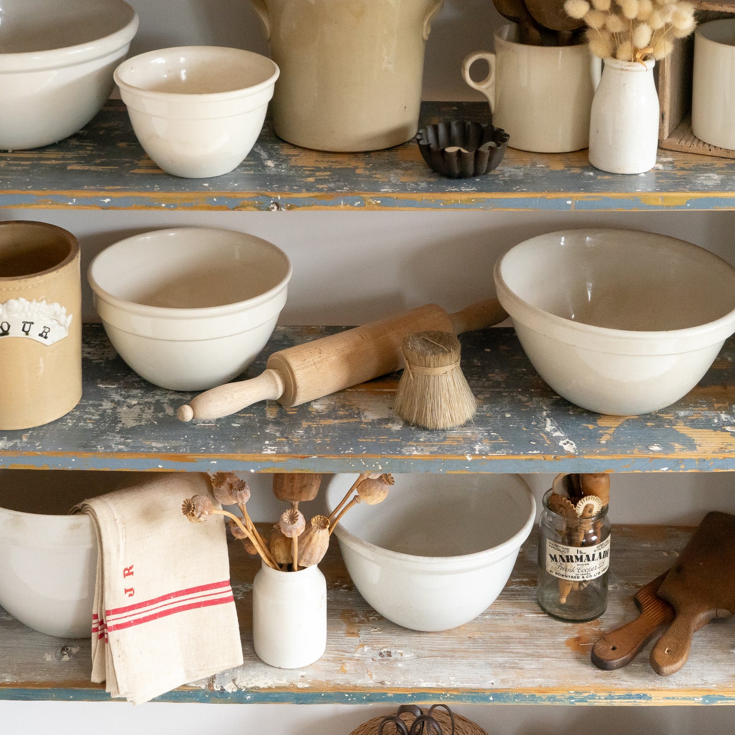 Rustic Painted Floor Standing Shelf
