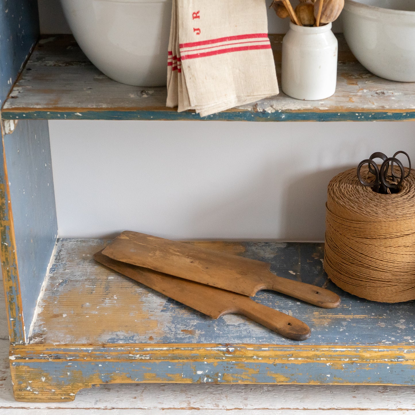 Rustic Painted Floor Standing Shelf