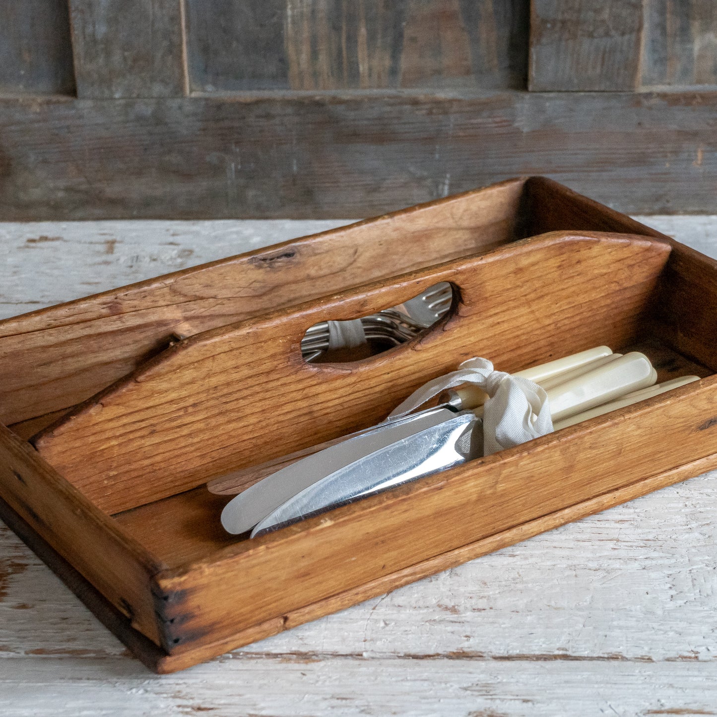 Rustic Pine Cutlery Tray