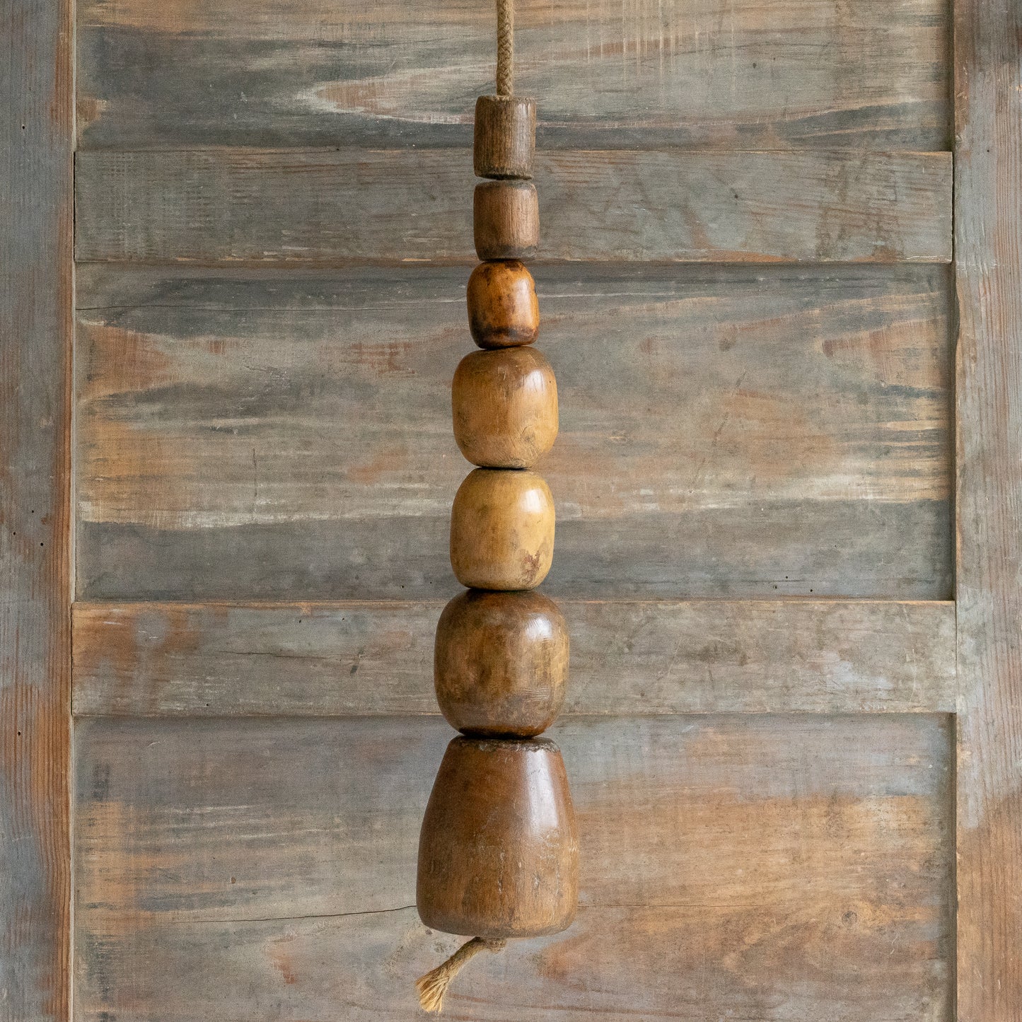 Rustic String of Large Wooden Plumbers Bobbins