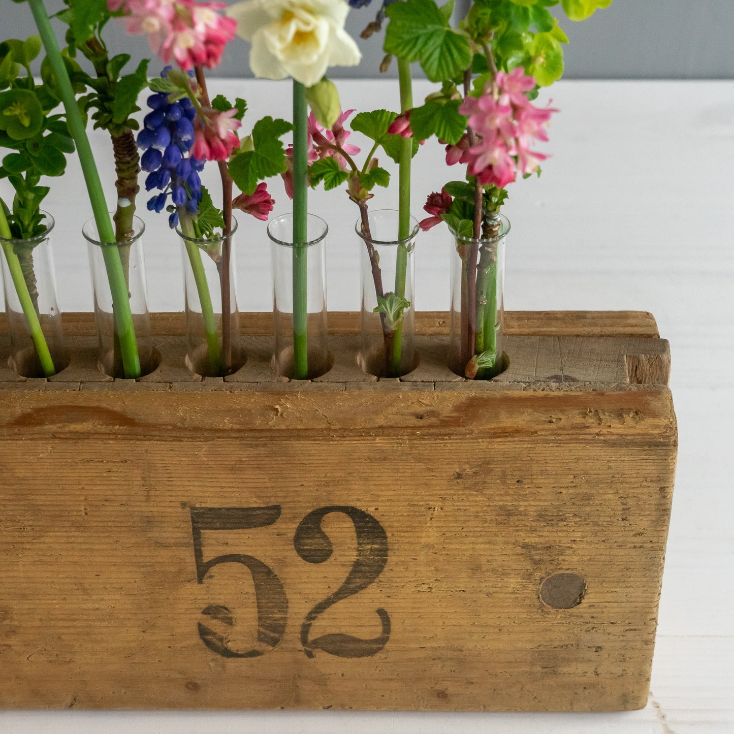 Rustic Vintage Wooden Cigar Press Flower Vase