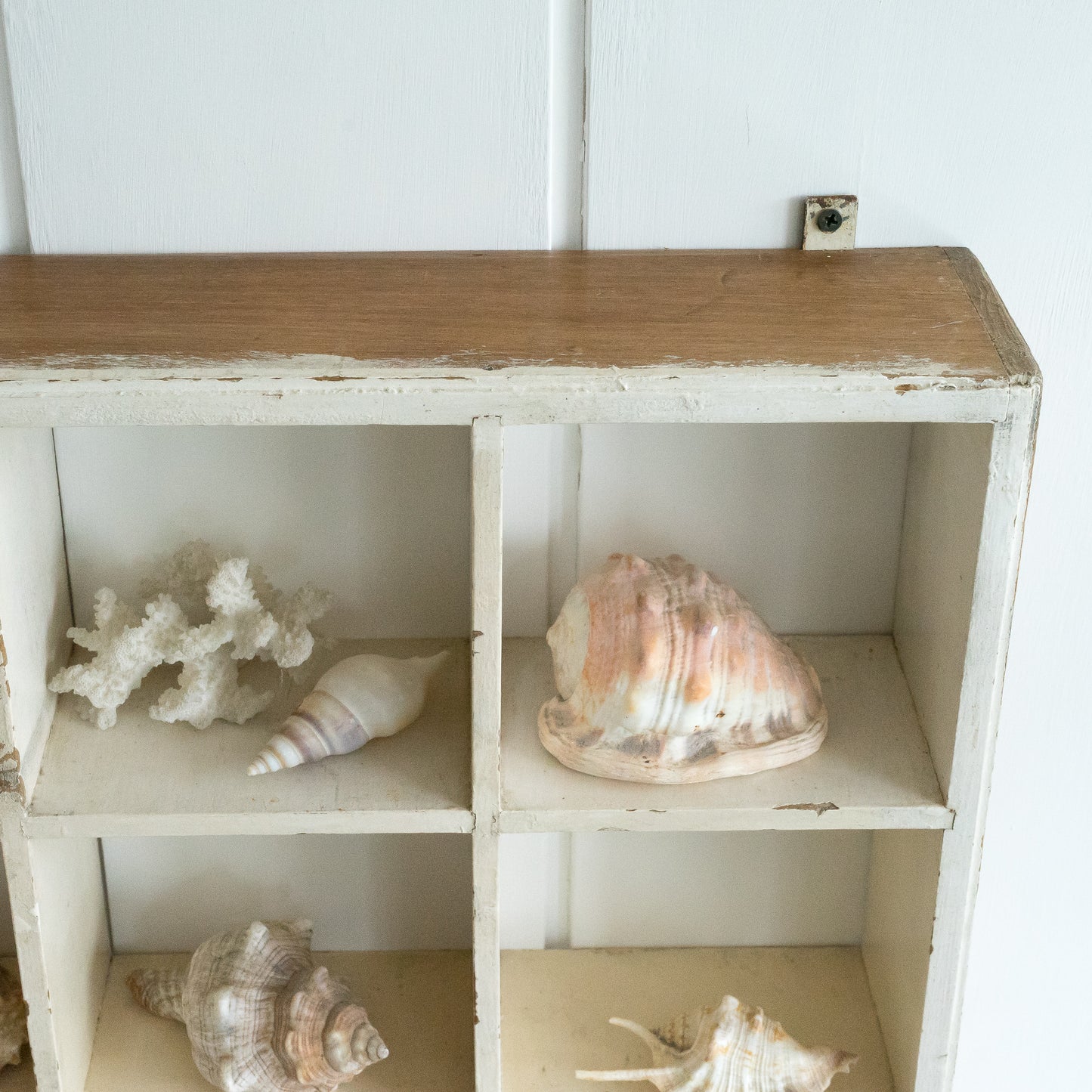 Rustic White Painted Pigeon Hole Shelf