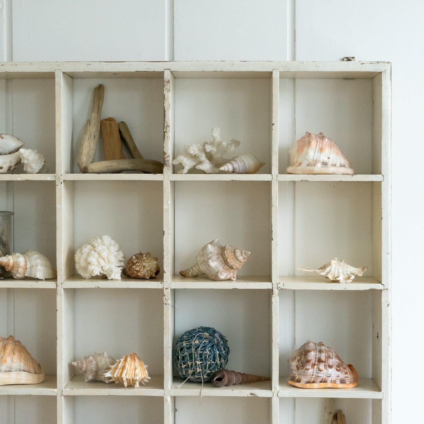 Rustic White Painted Pigeon Hole Shelf