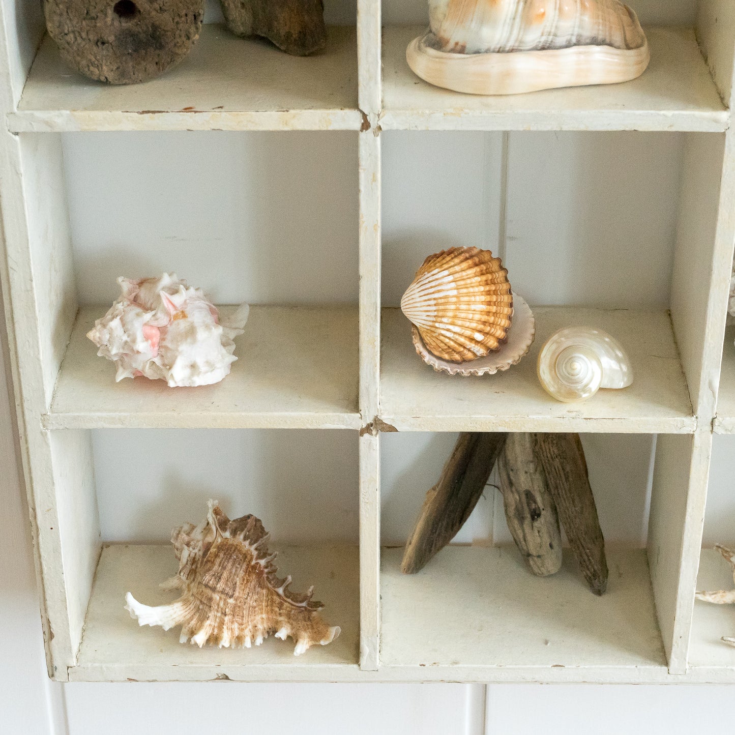 Rustic White Painted Pigeon Hole Shelf