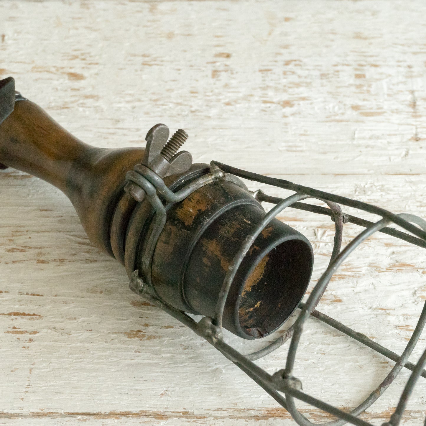 Rustic Wood and Wire Inspection Lamp