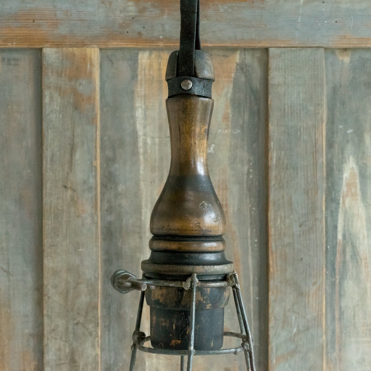 Rustic Wood and Wire Inspection Lamp