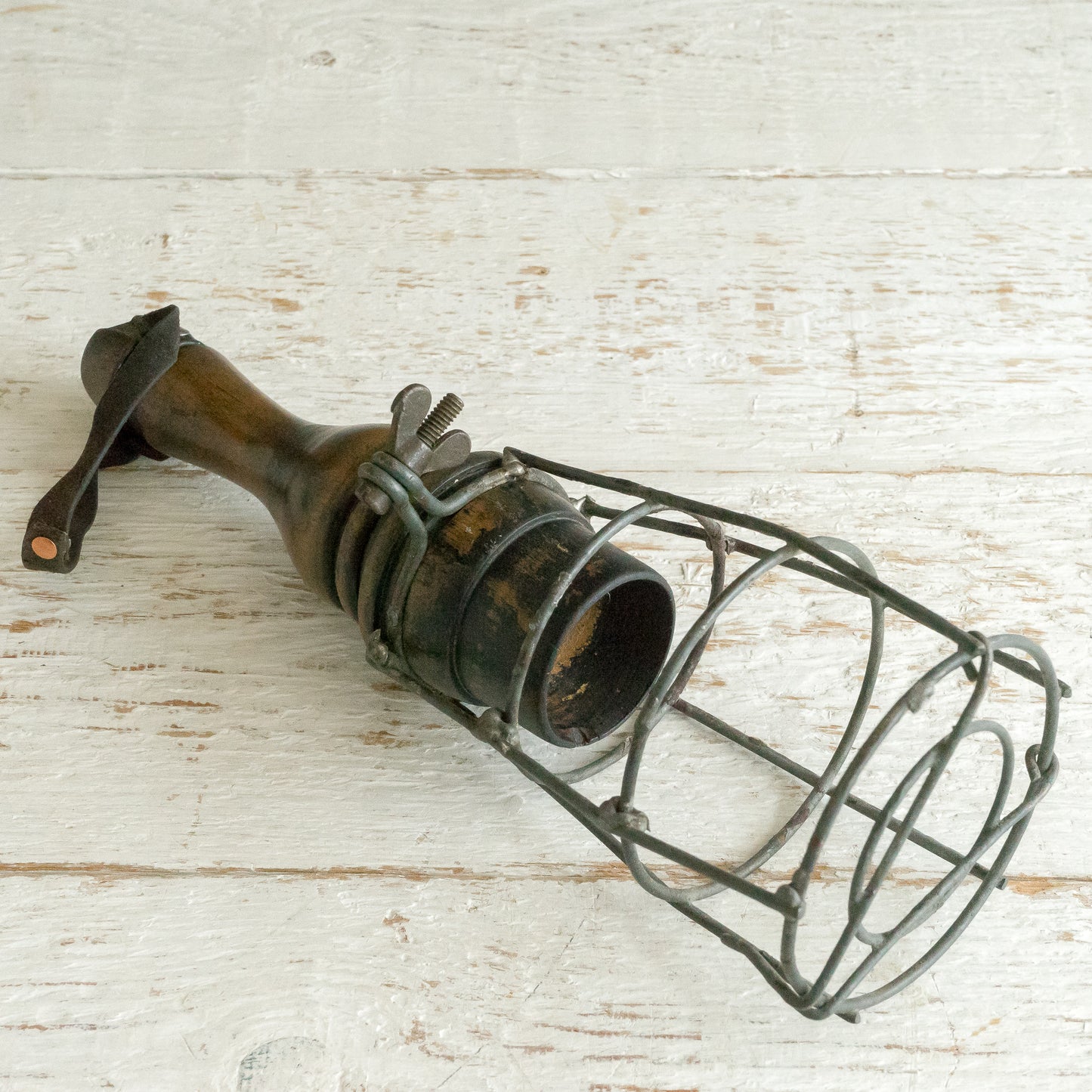 Rustic Wood and Wire Inspection Lamp