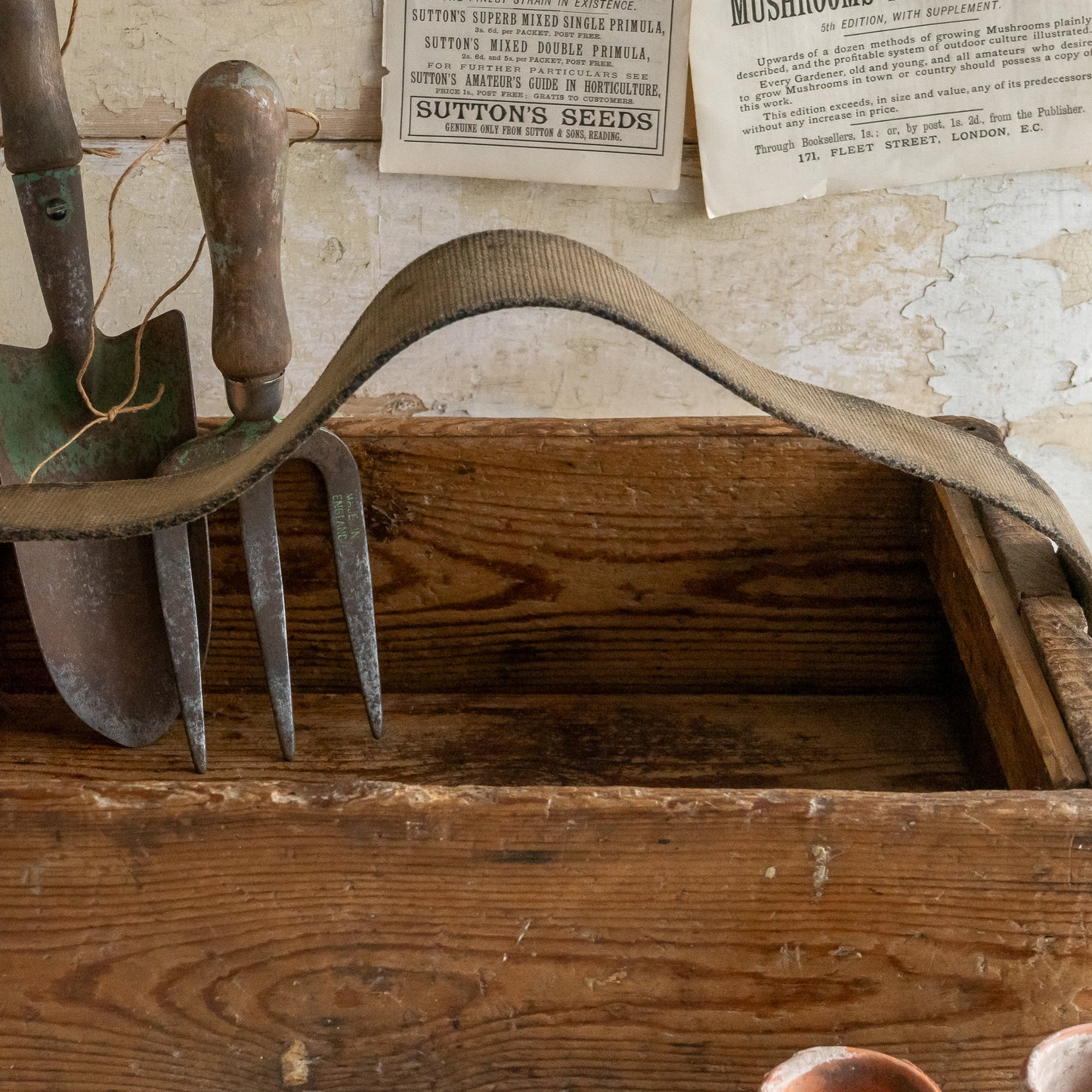 Rustic Wooden Caddy with Canvas Handle
