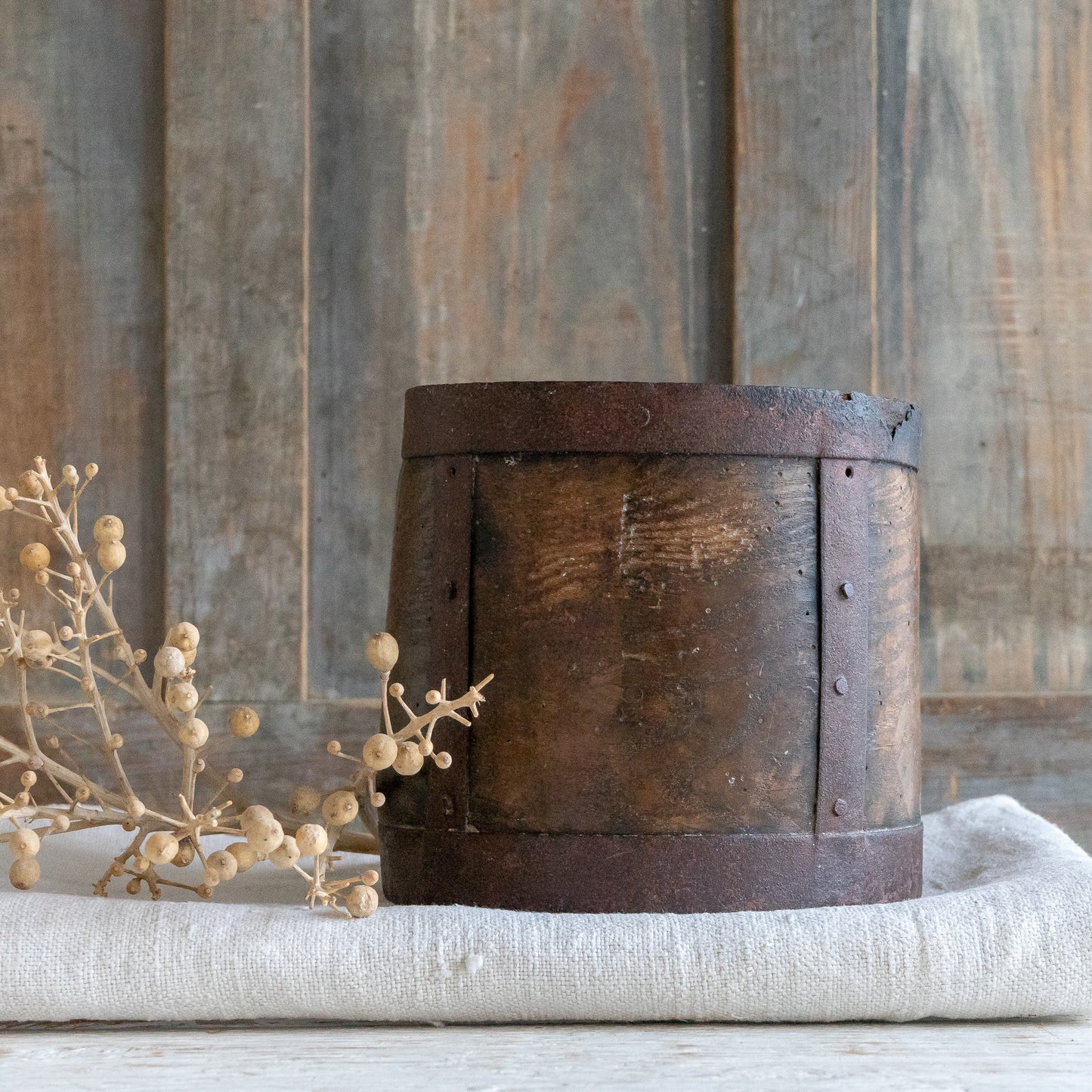 Rustic Wooden Half Gallon Grain Measure