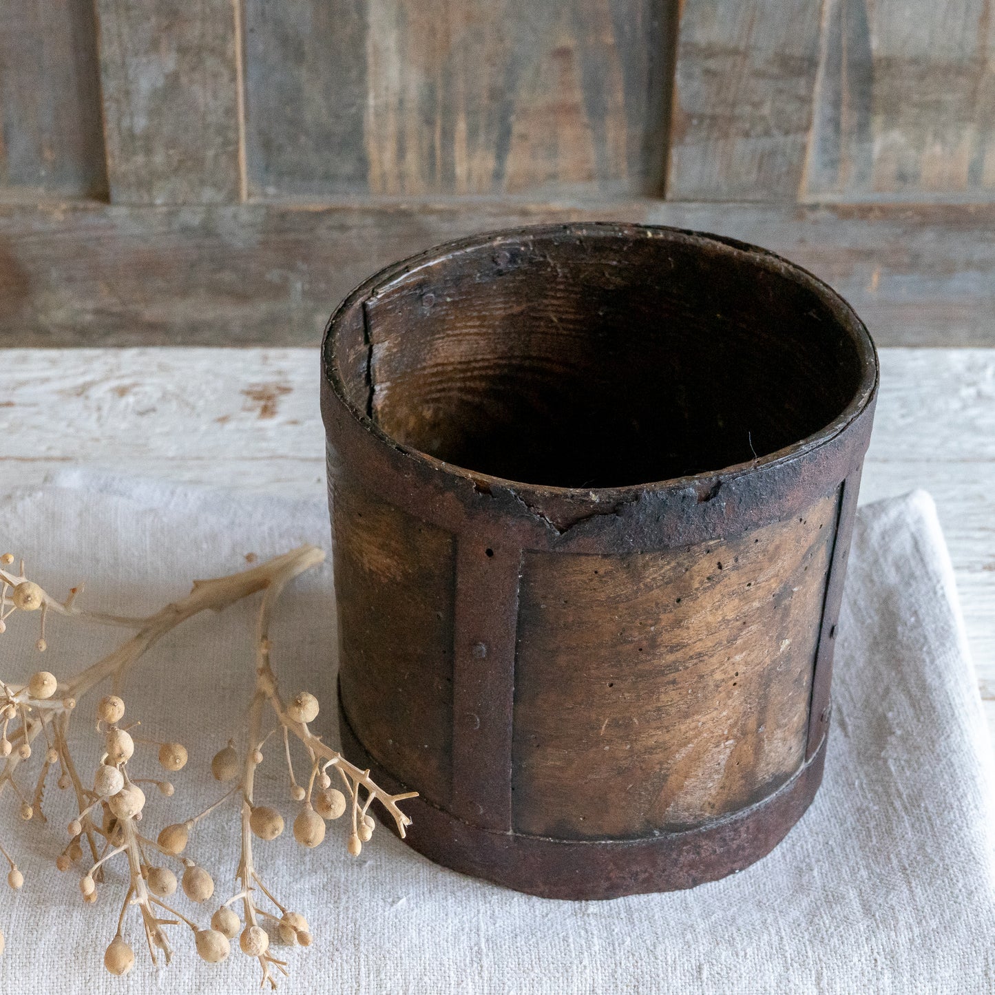 Rustic Wooden Half Gallon Grain Measure