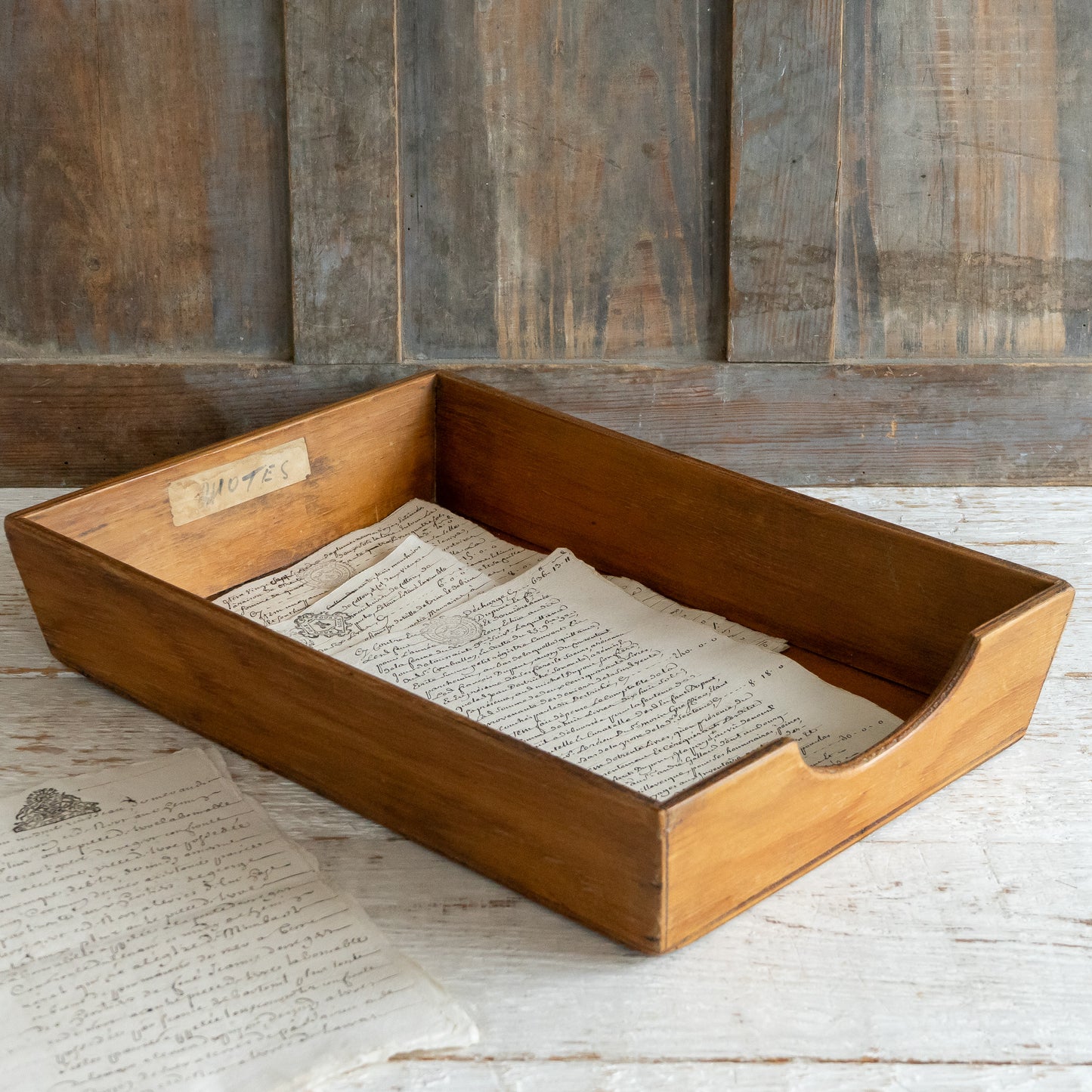 Rustic Wooden Letter Tray