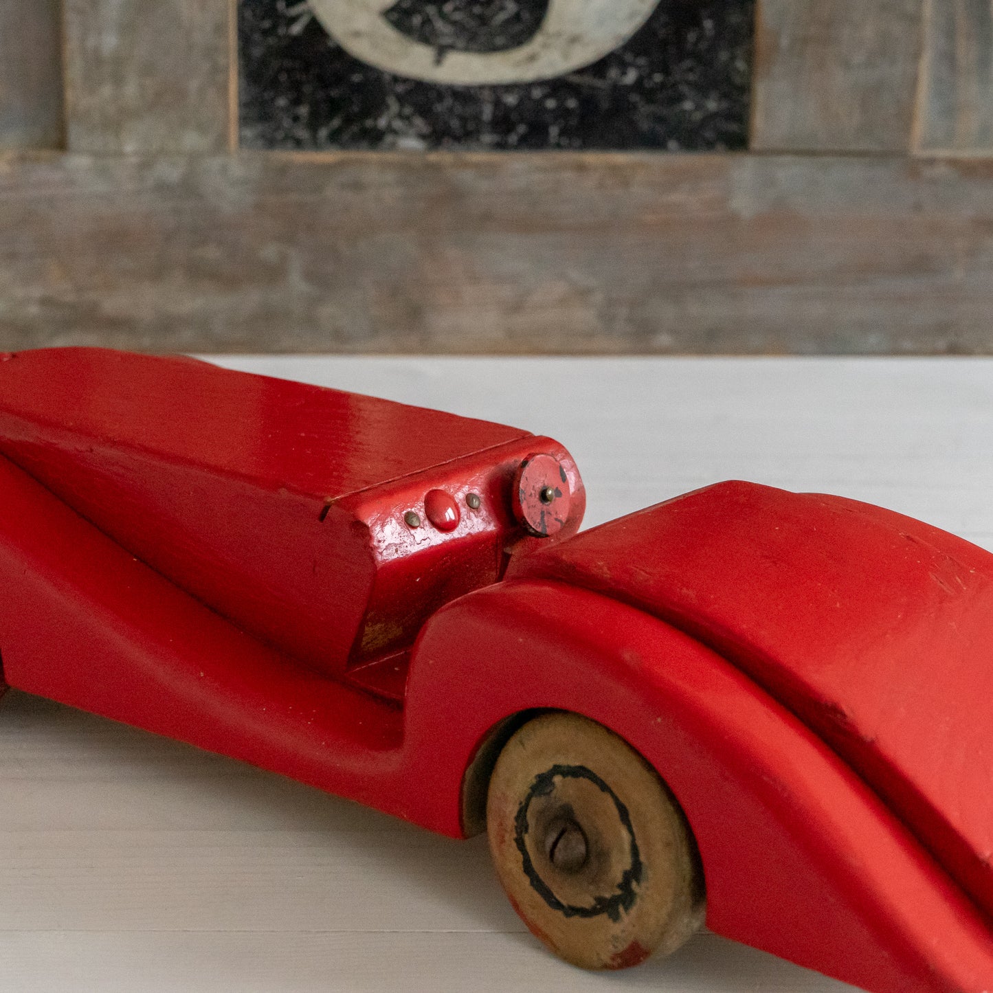 Scratch Built Bright Red Wooden Car