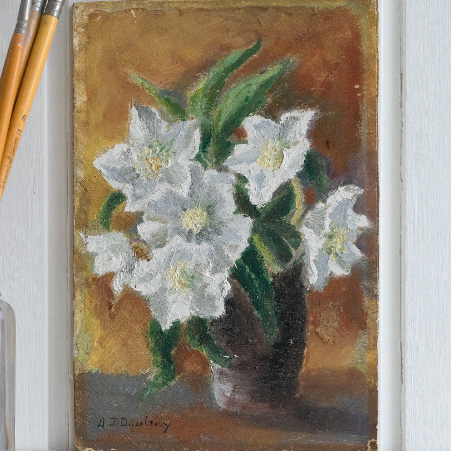 Small Floral Oil on Board Painting