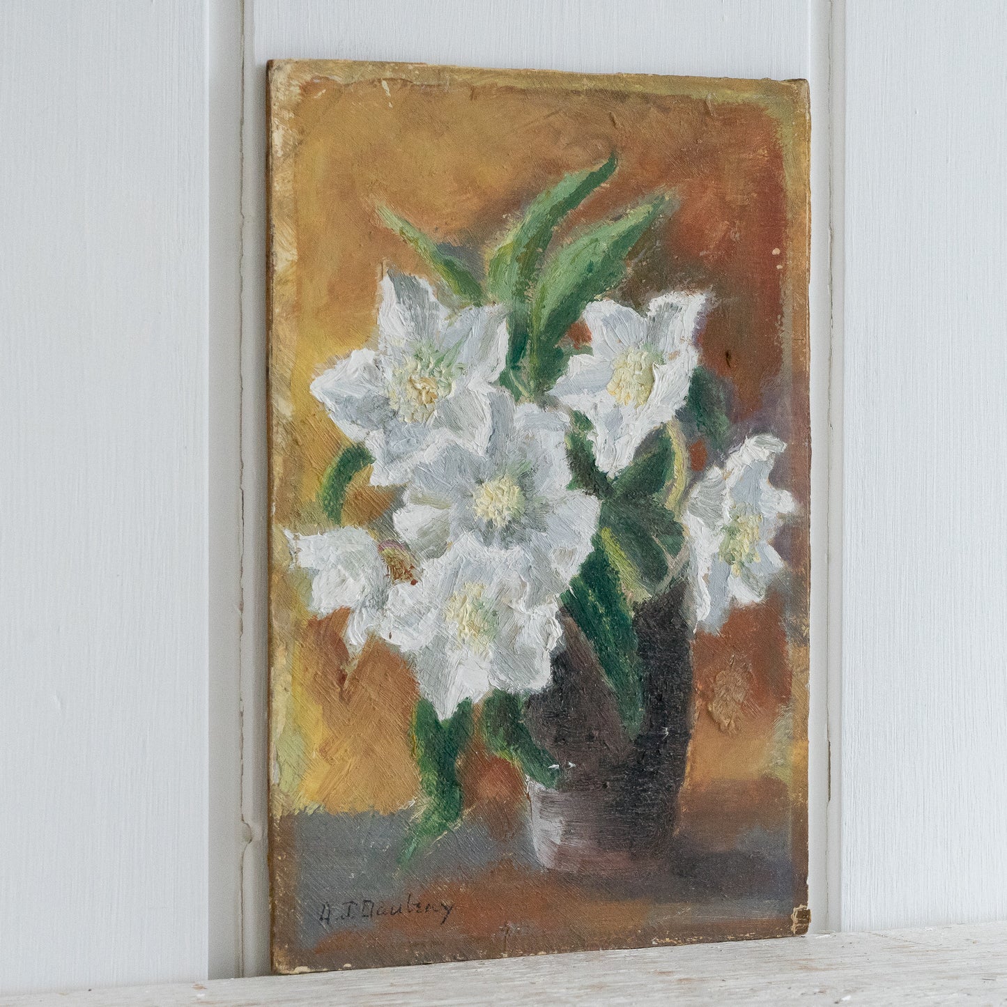 Small Floral Oil on Board Painting