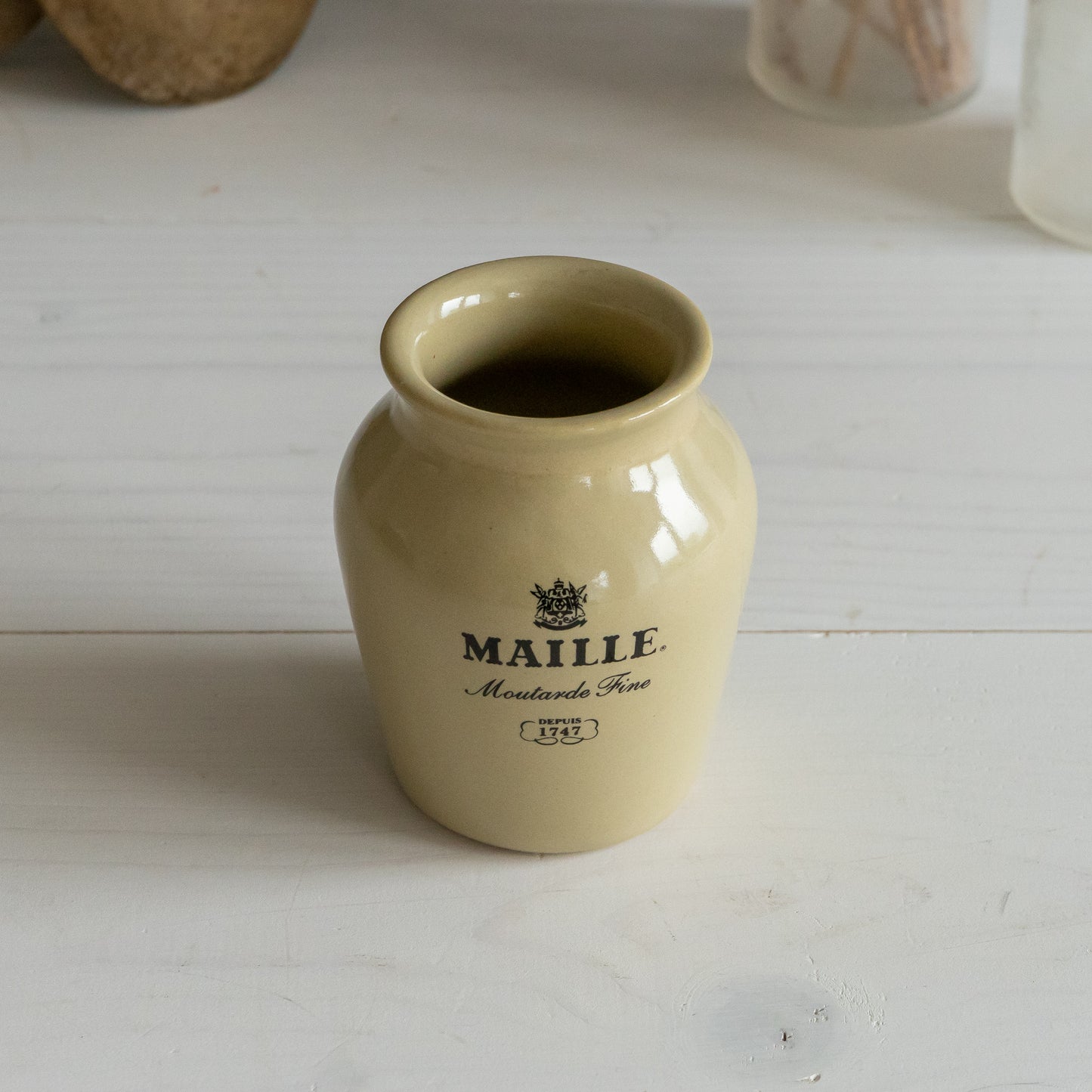 Small Stoneware Maille Mustard Pot