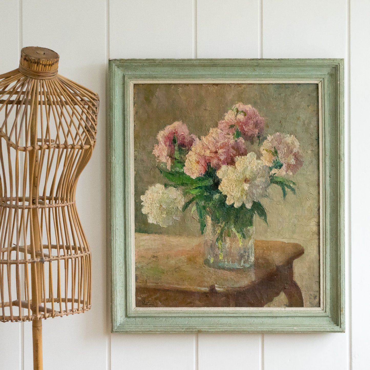 Stunning Large French Floral Oil Painting in Original Frame
