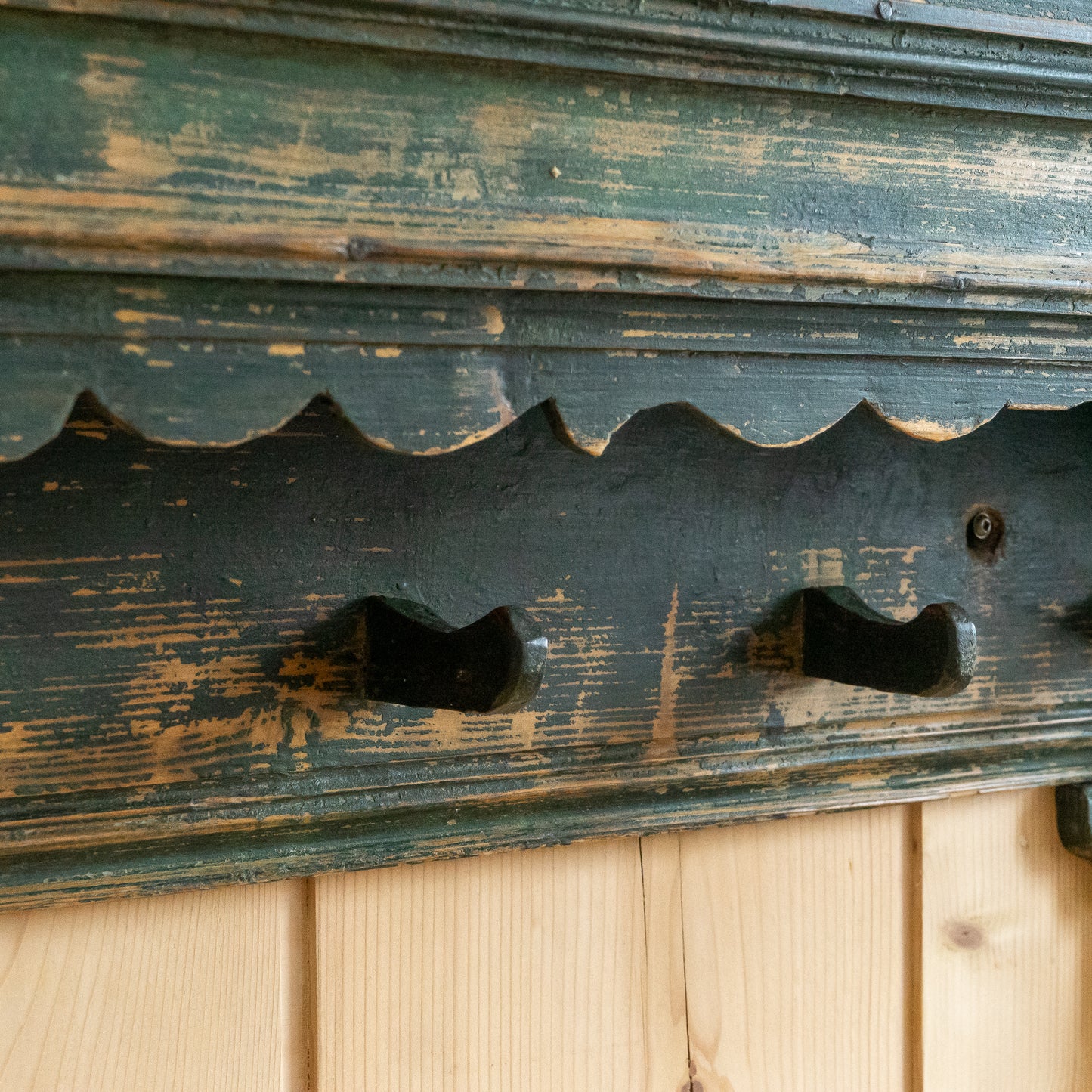 Stunning Original Painted Decorative Hanging Rail with Shelf