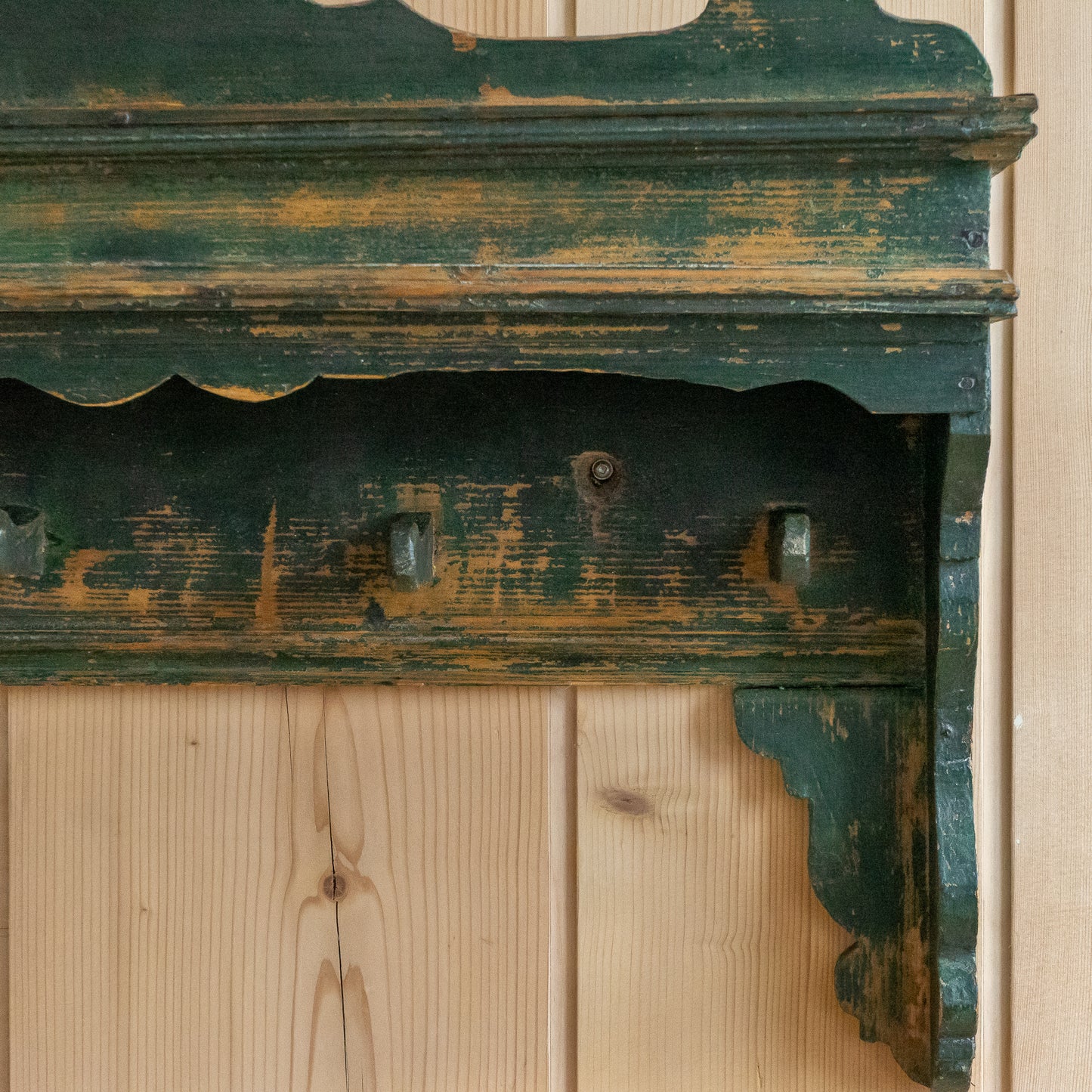Stunning Original Painted Decorative Hanging Rail with Shelf