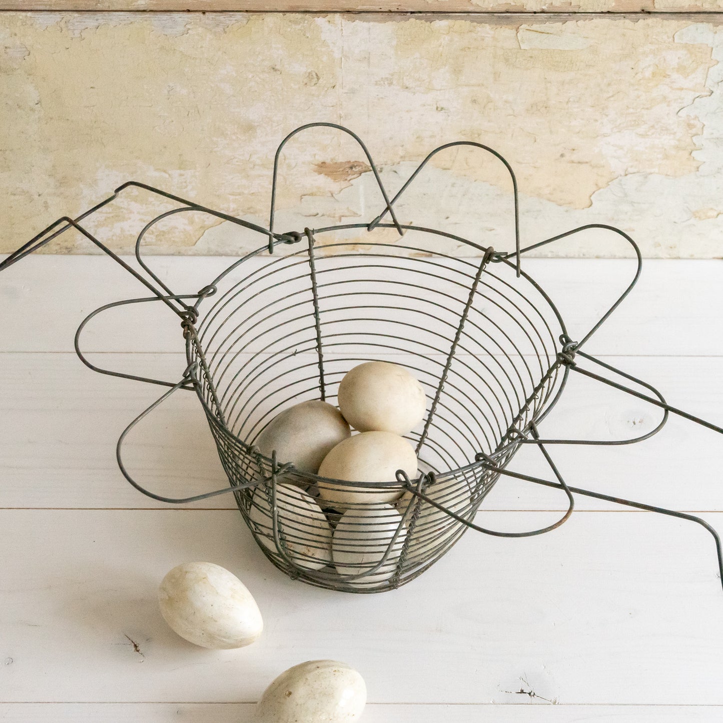 Vintage French Wire Work Egg Basket