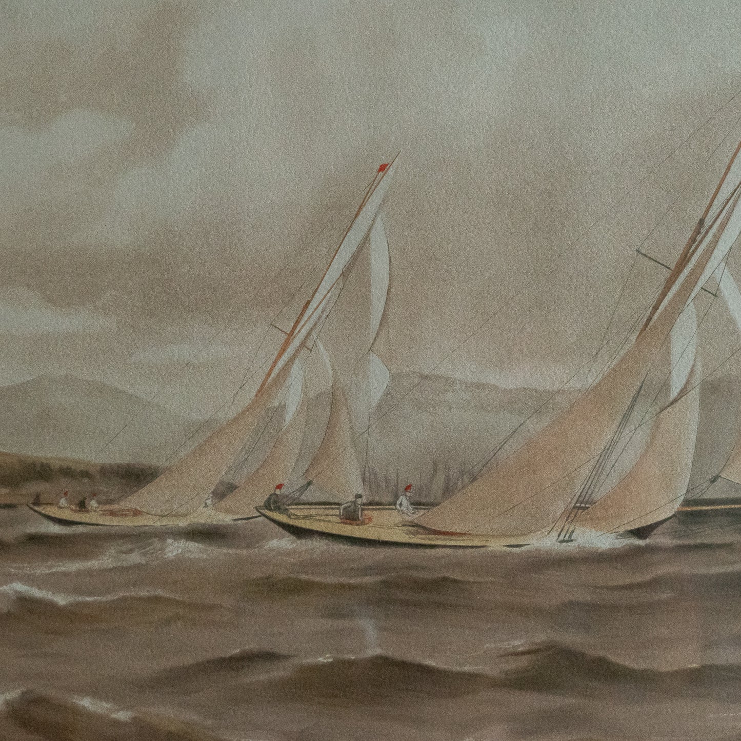 Vintage Framed Henry Shields Clyde Yachts Print