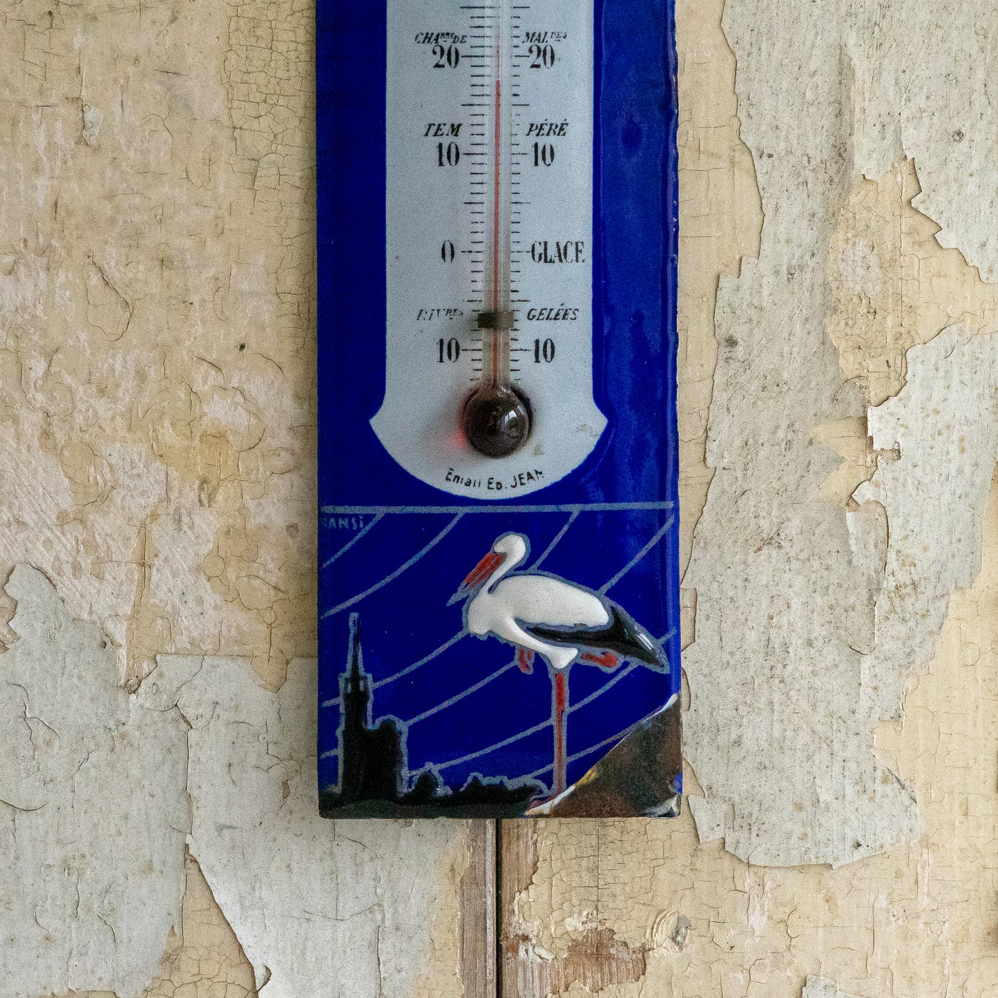 Vintage French Enamel Potasse D'alsace Thermometer