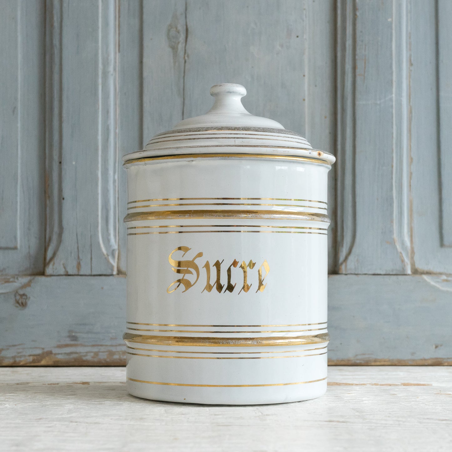 Vintage French Enamel Storage Tins