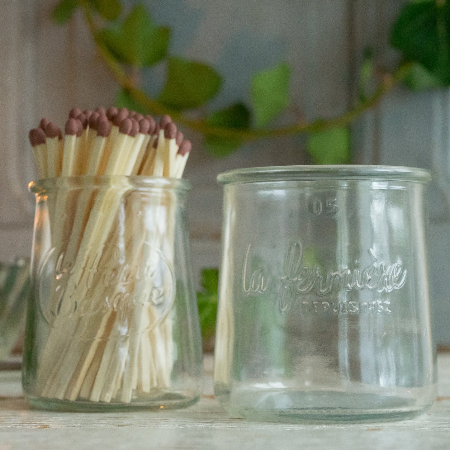 Vintage French Glass Pot Match Holder