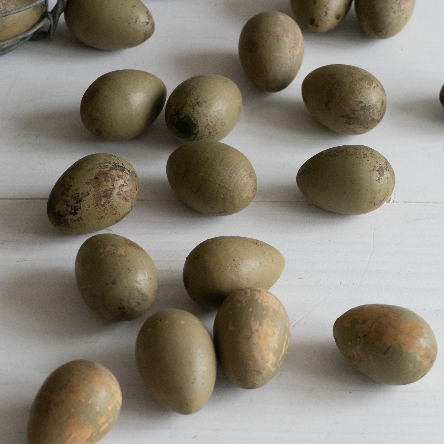 Vintage French Wooden Decoy Broody Eggs