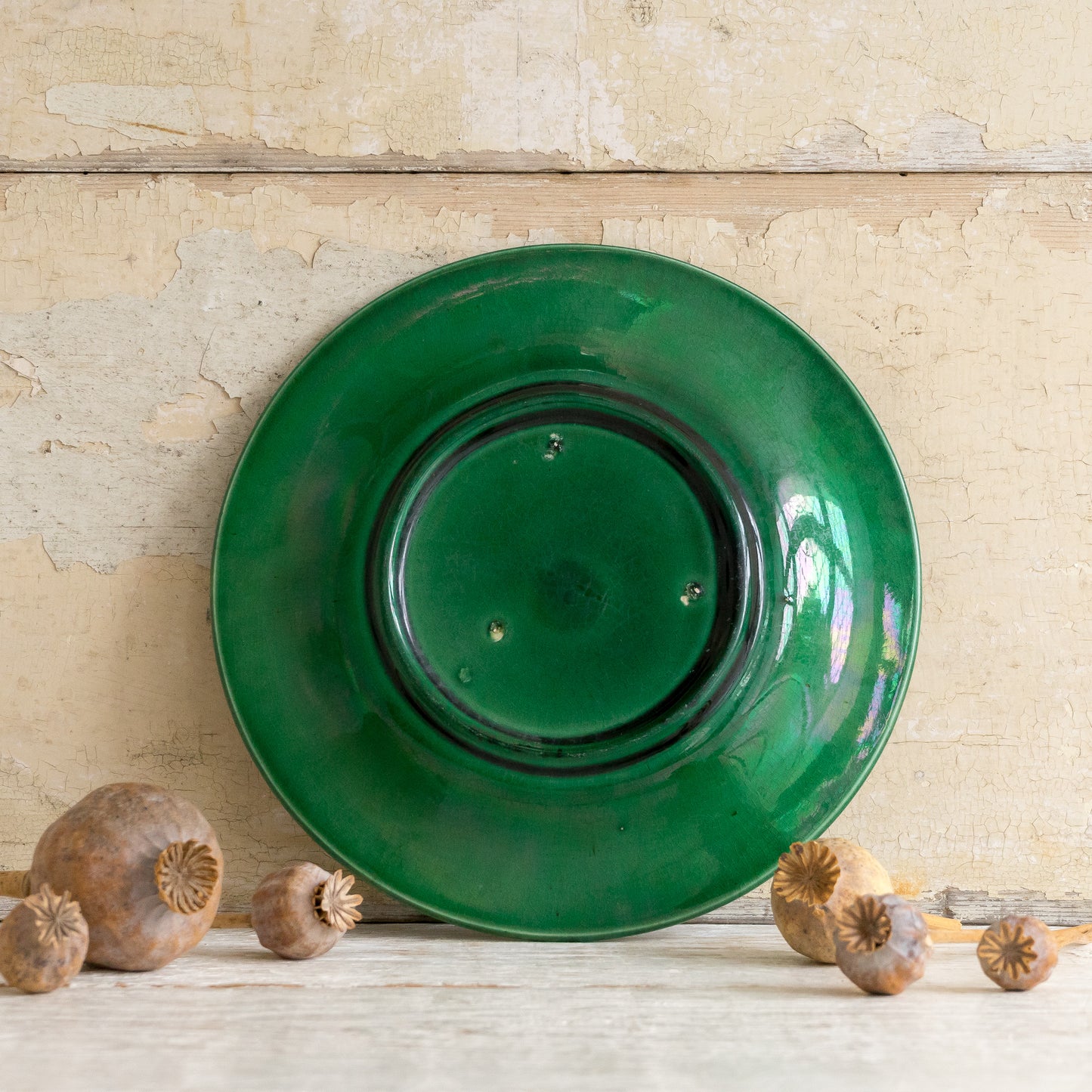 Vintage Green Vine Leaf Plate