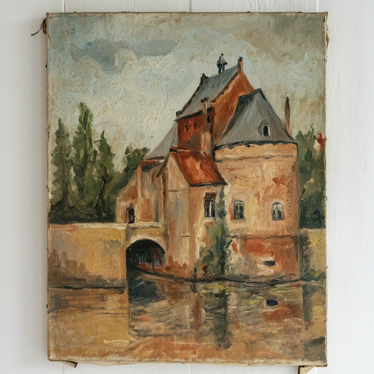 Vintage Oil Painting of a Chateau