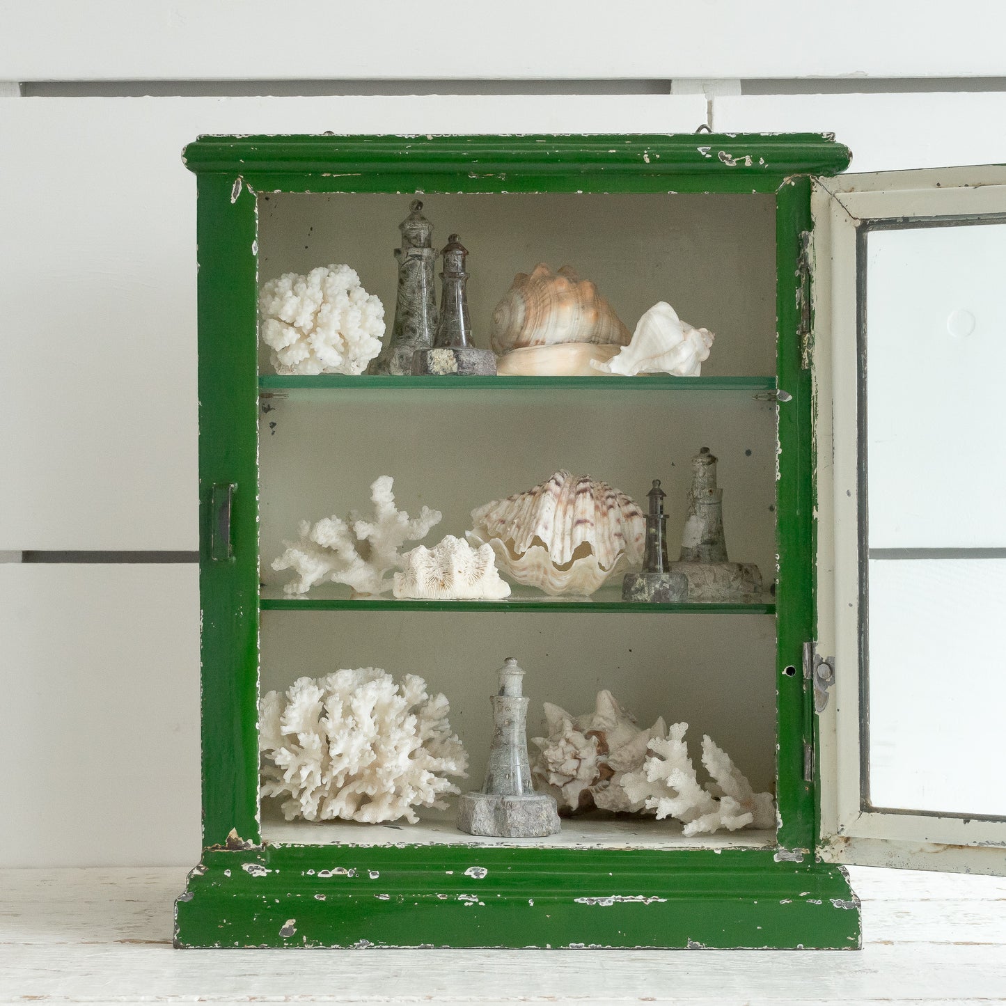 Vintage Painted Metal Medical Cabinet